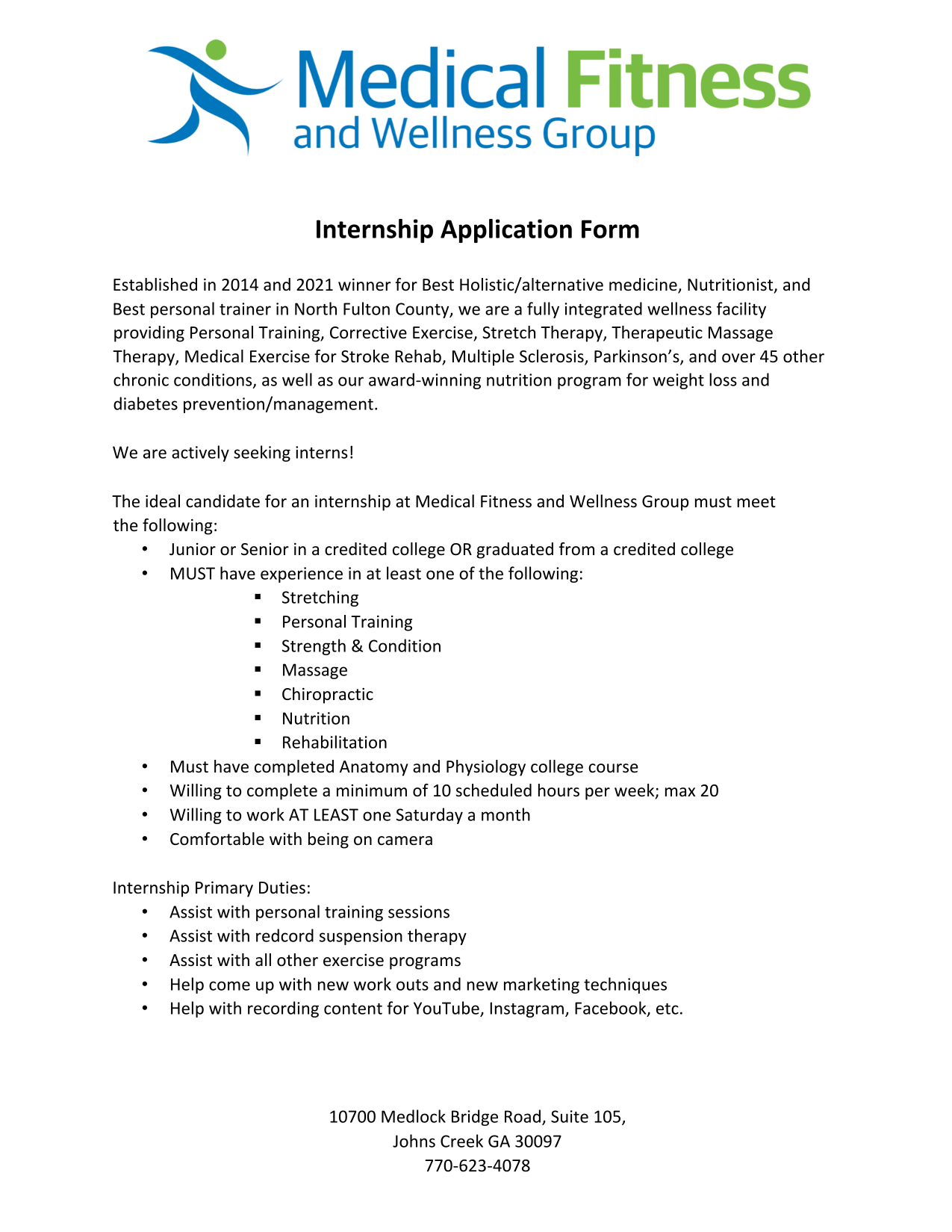 Internship Application Form screenshot