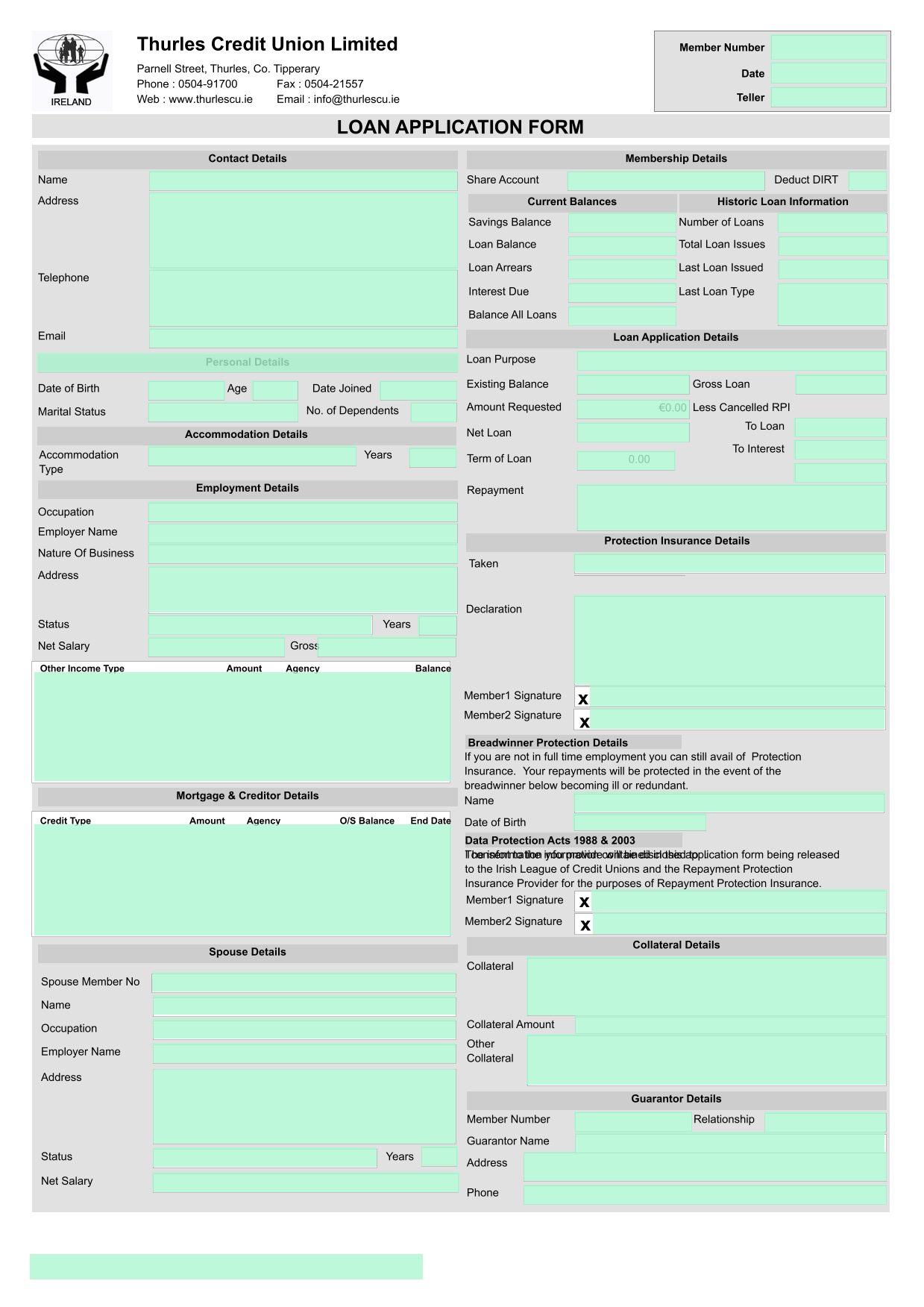 Loan Application Form screenshot