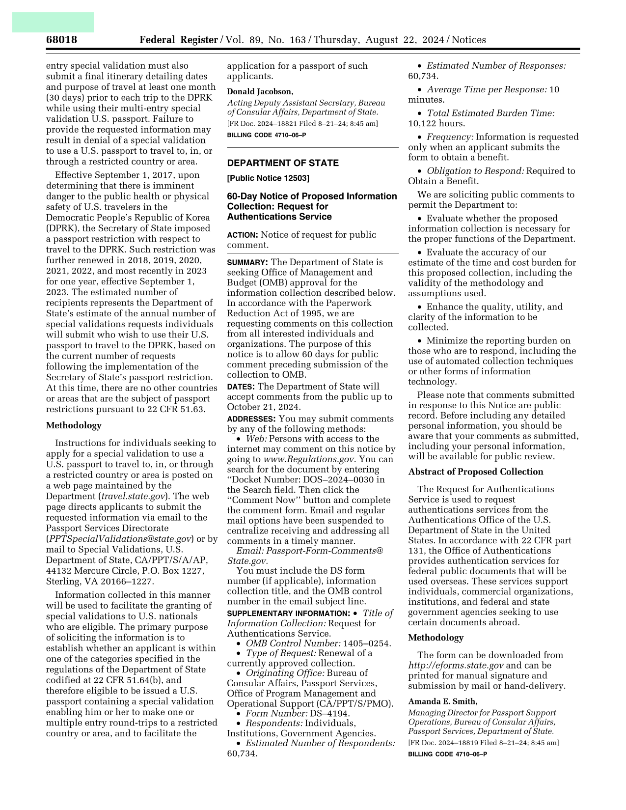 Federal Register Vol. 89, No. 163 screenshot