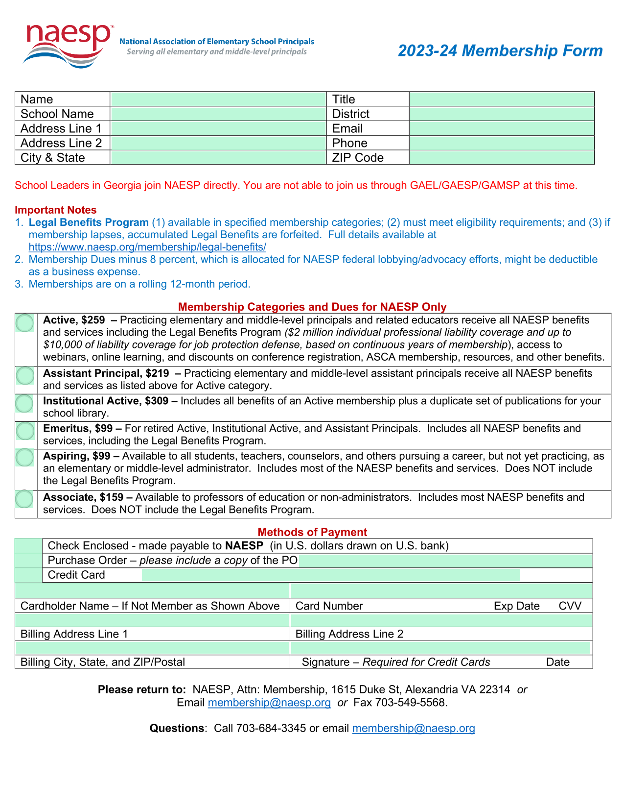 2023 24 Membership Form screenshot