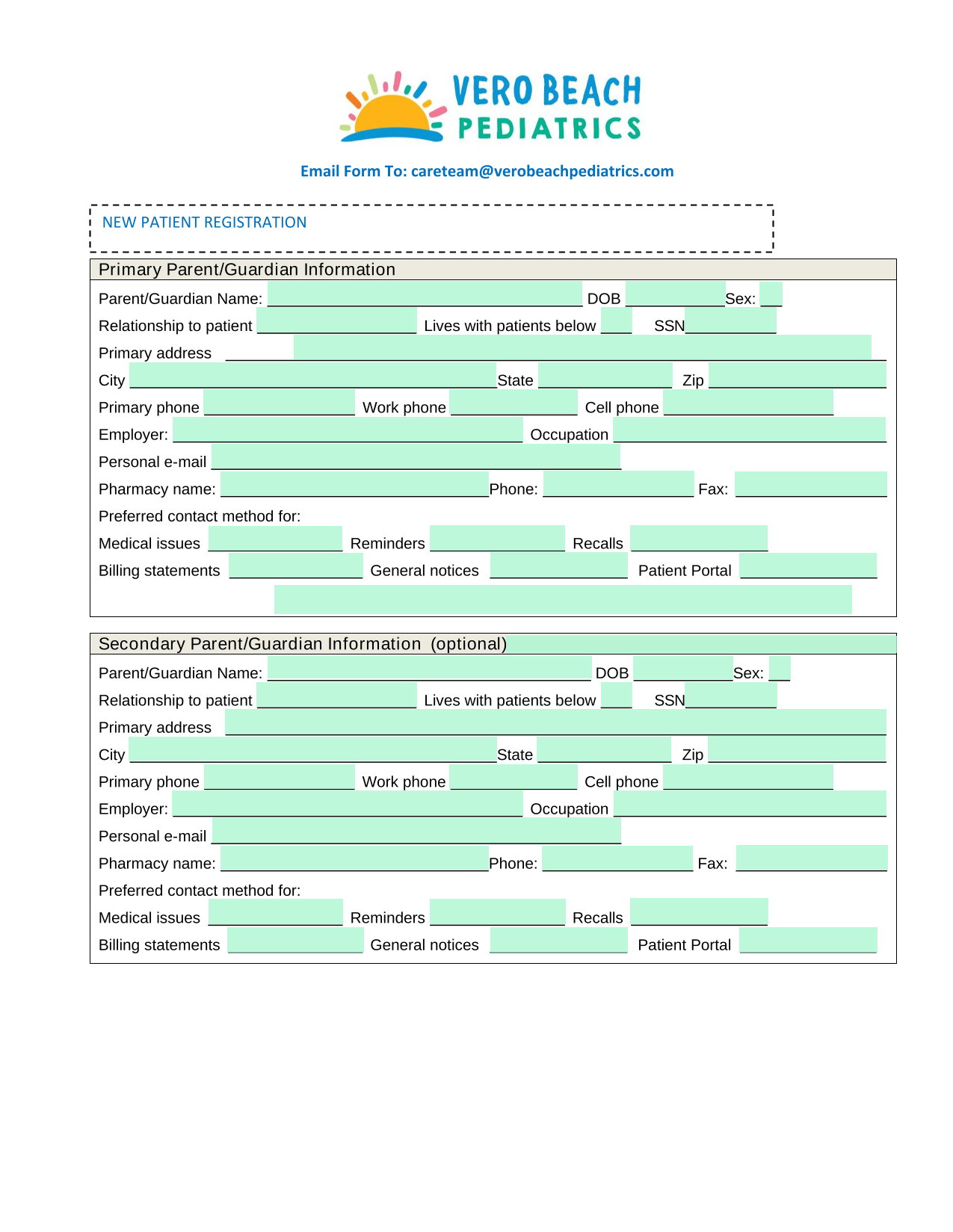 NEW PATIENT REGISTRATION screenshot