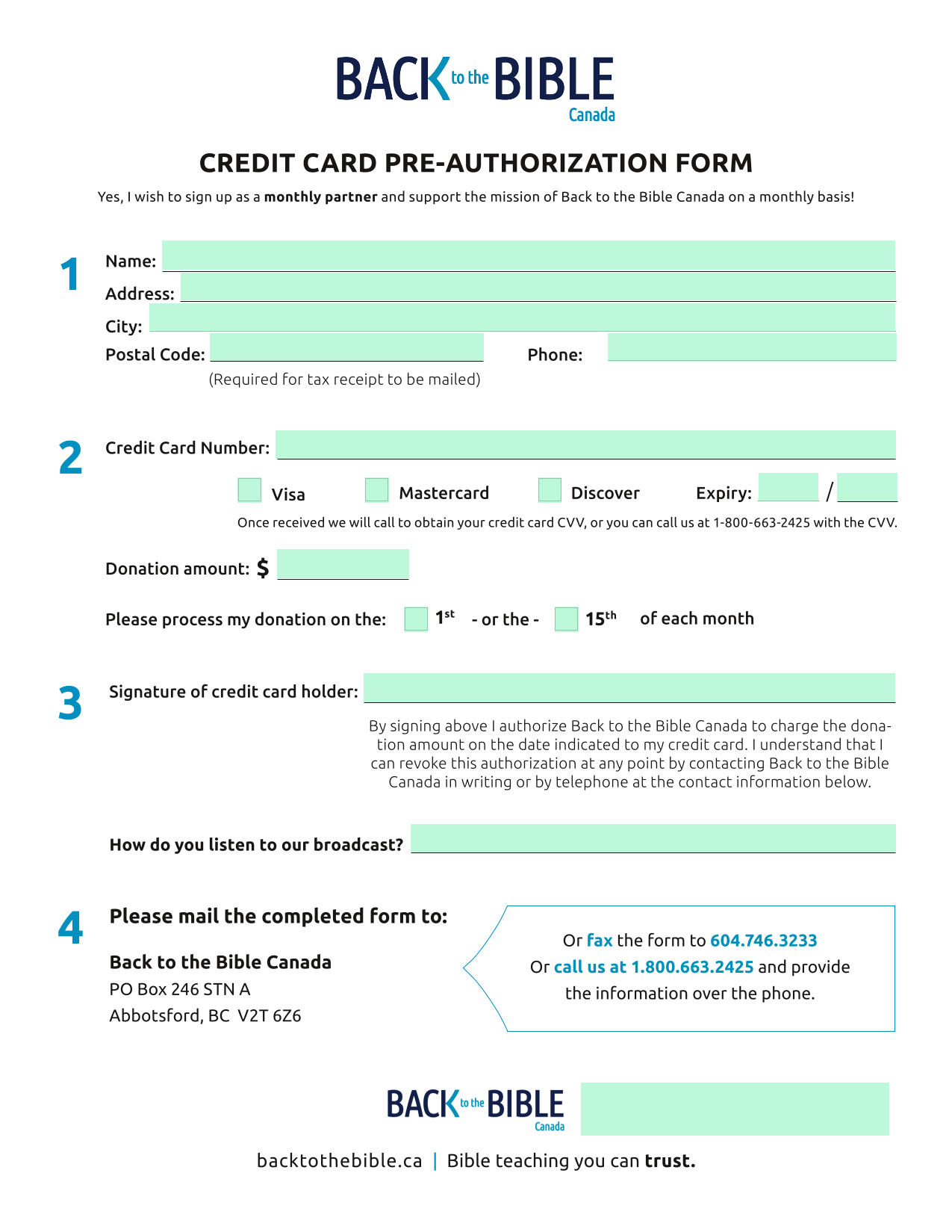 Credit Card Pre Authorization Form screenshot
