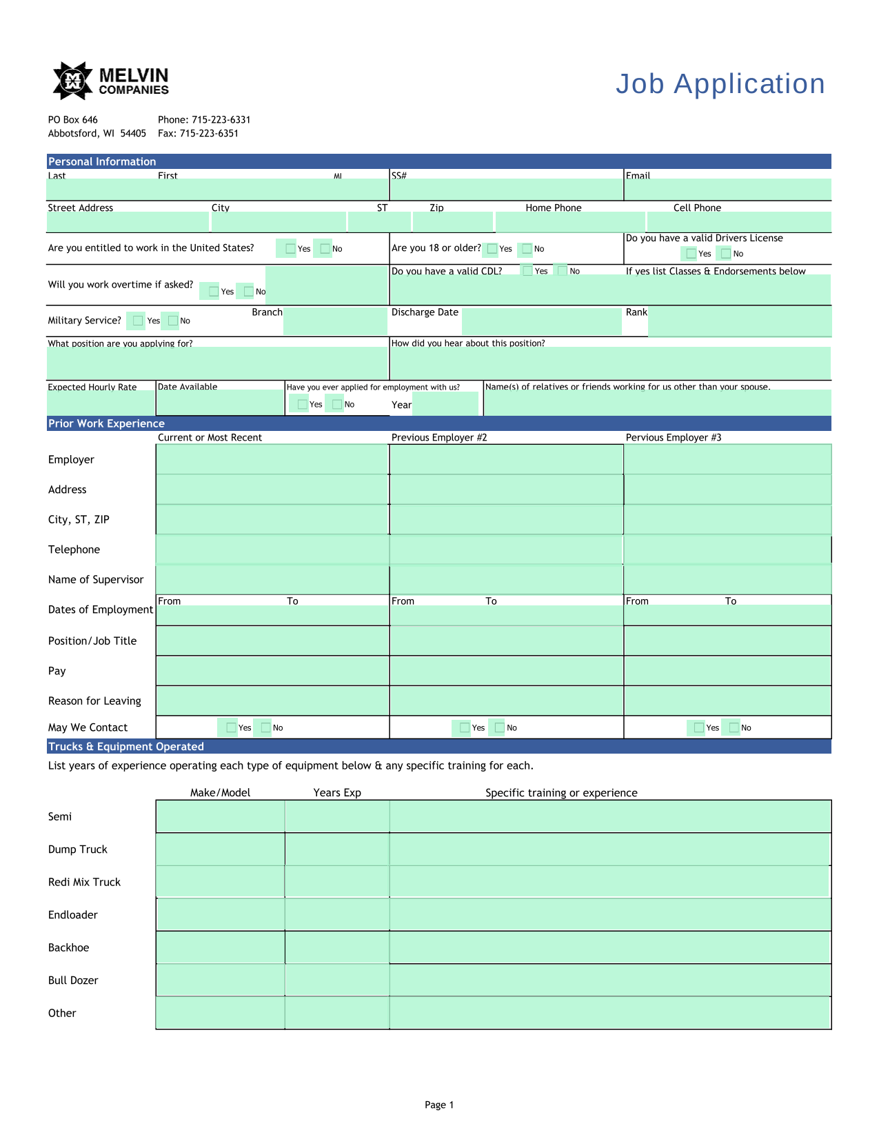 Job Application screenshot