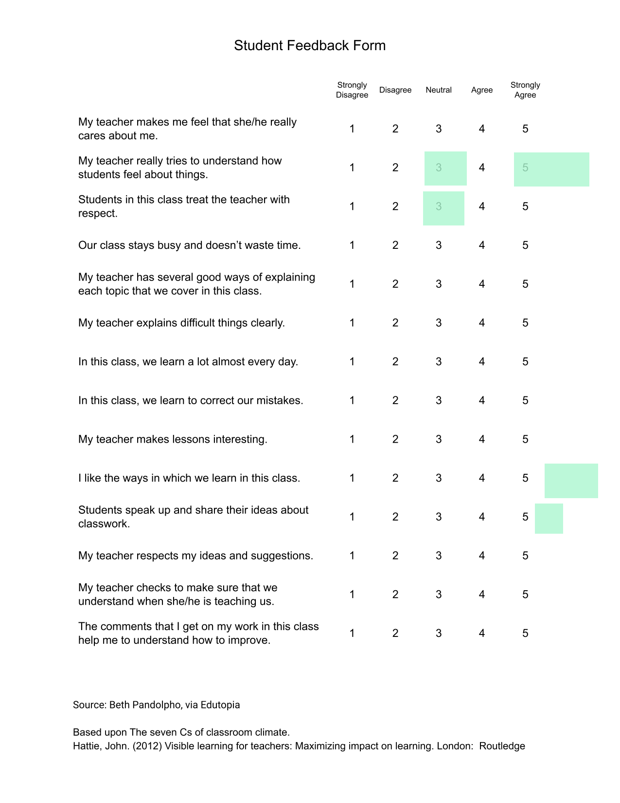 Student Feedback Form screenshot