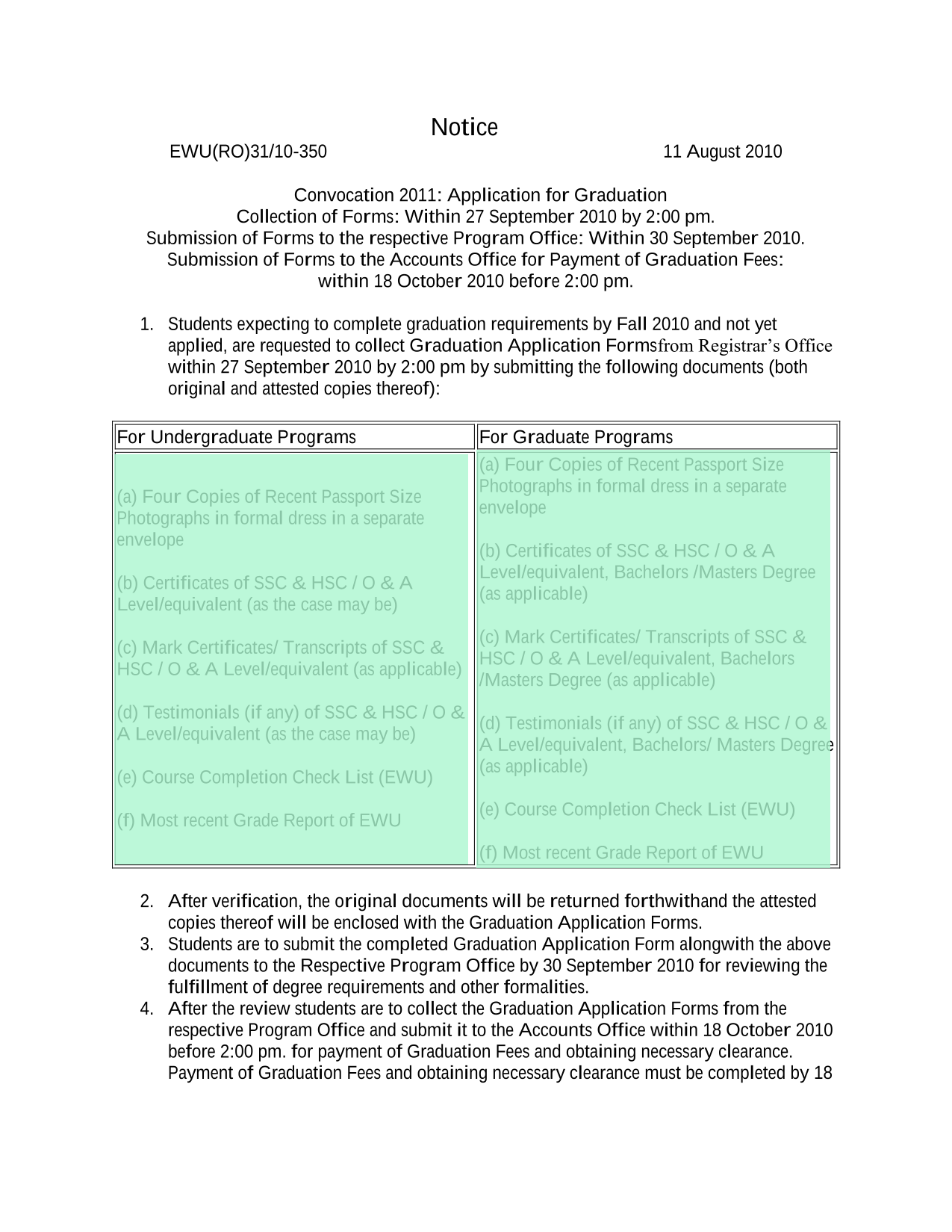 Convocation 2011 Application For Graduation screenshot