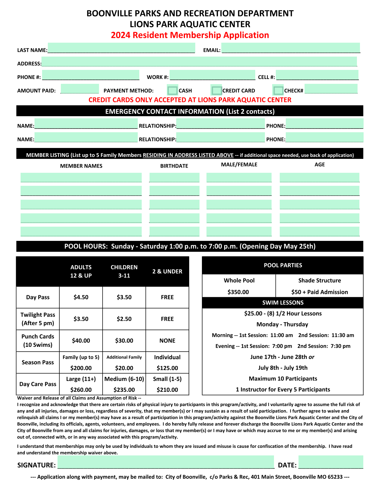 2024 Resident Membership Application screenshot
