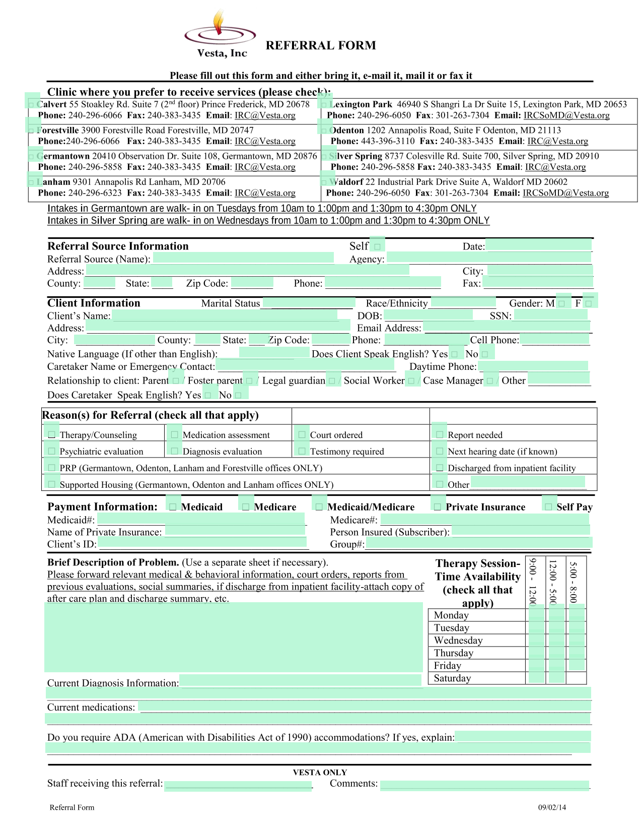 Referral Form screenshot