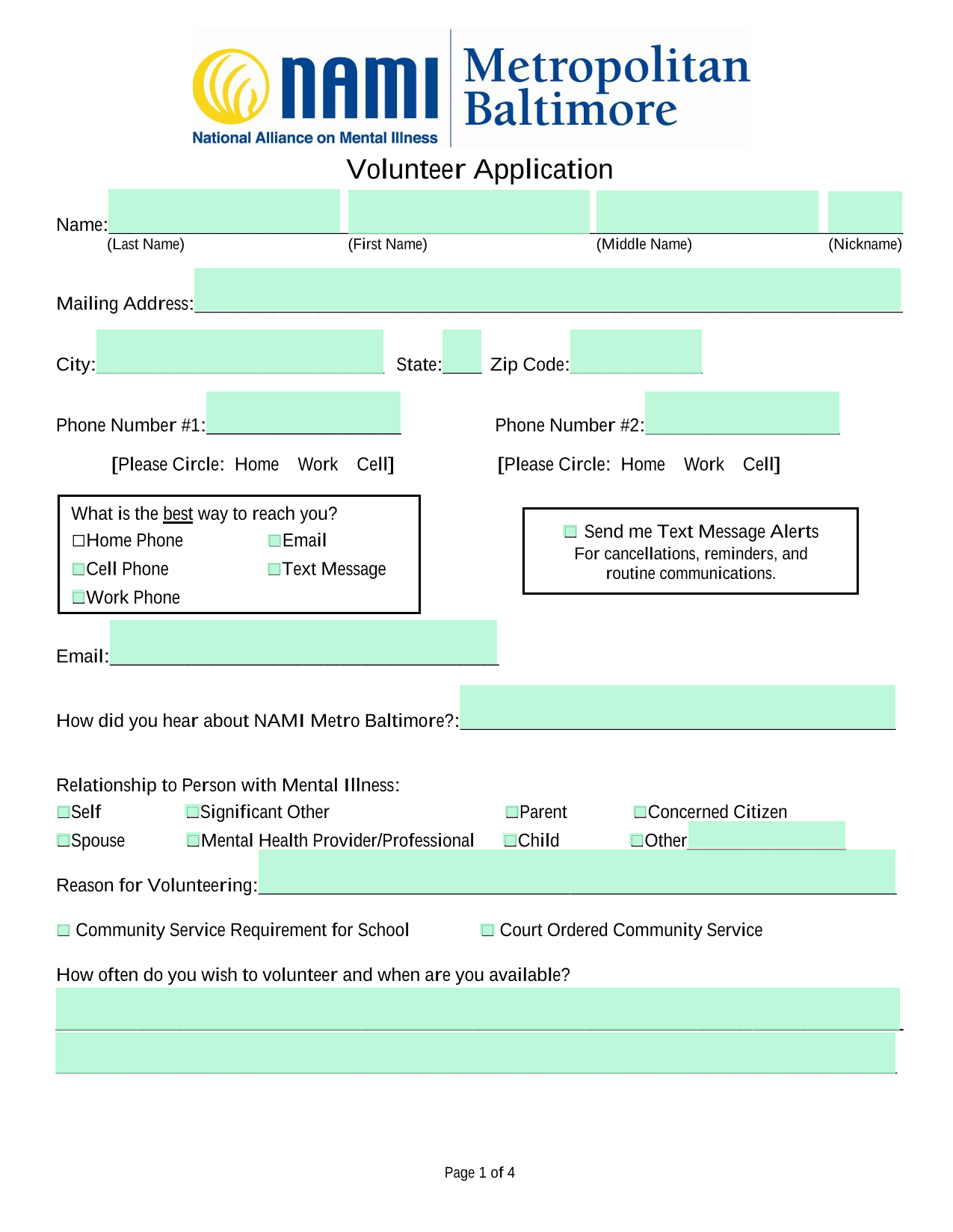 Volunteer Application screenshot