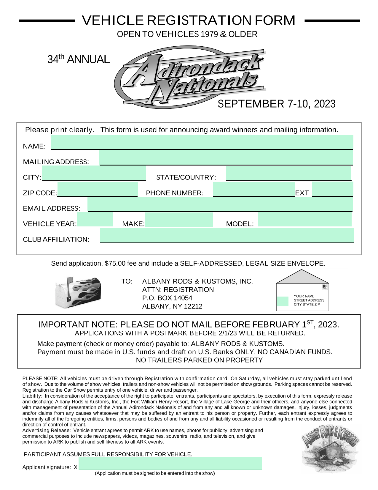 Vehicle Registration Form screenshot