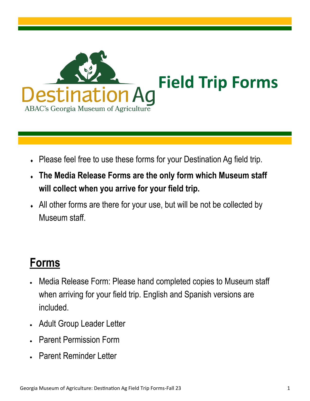 Georgia Museum Of Agriculture Destination Ag Field Trip Forms Fall 23 screenshot