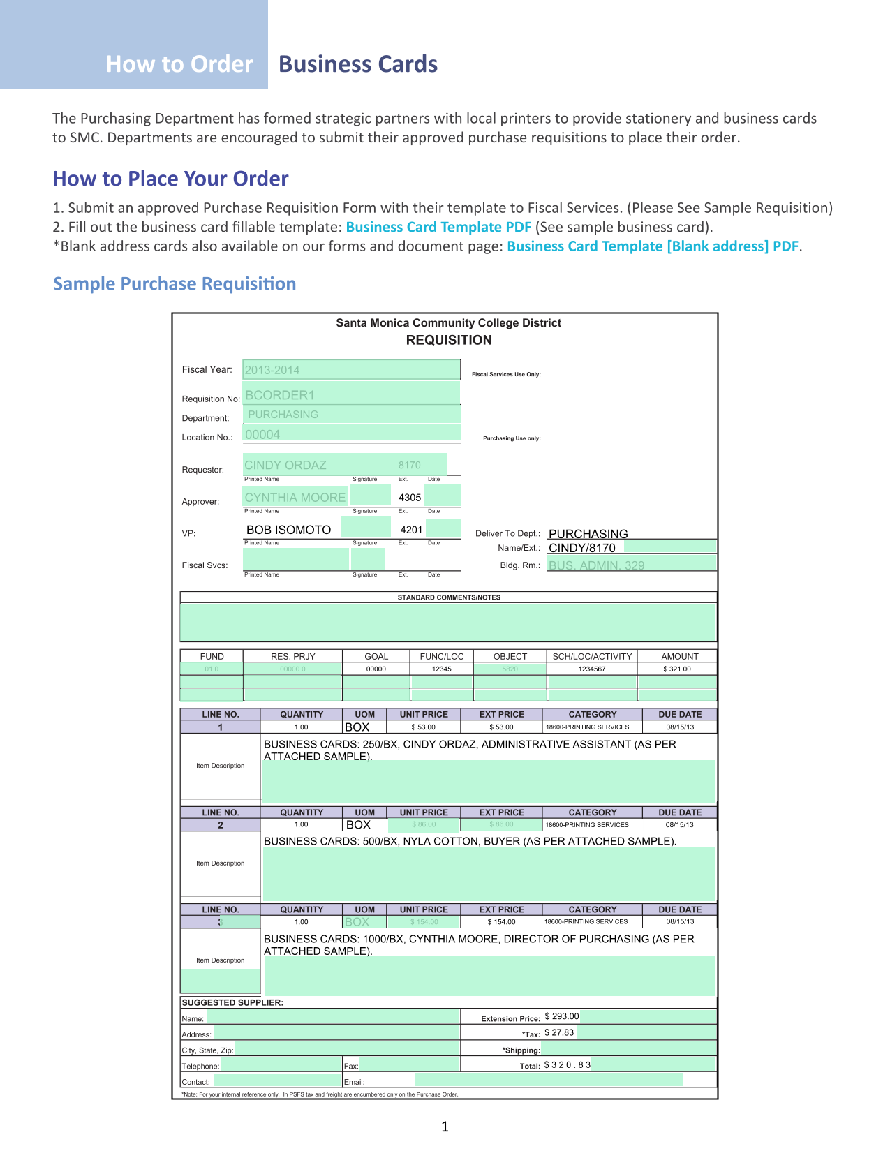 Purchase Requisition Form screenshot