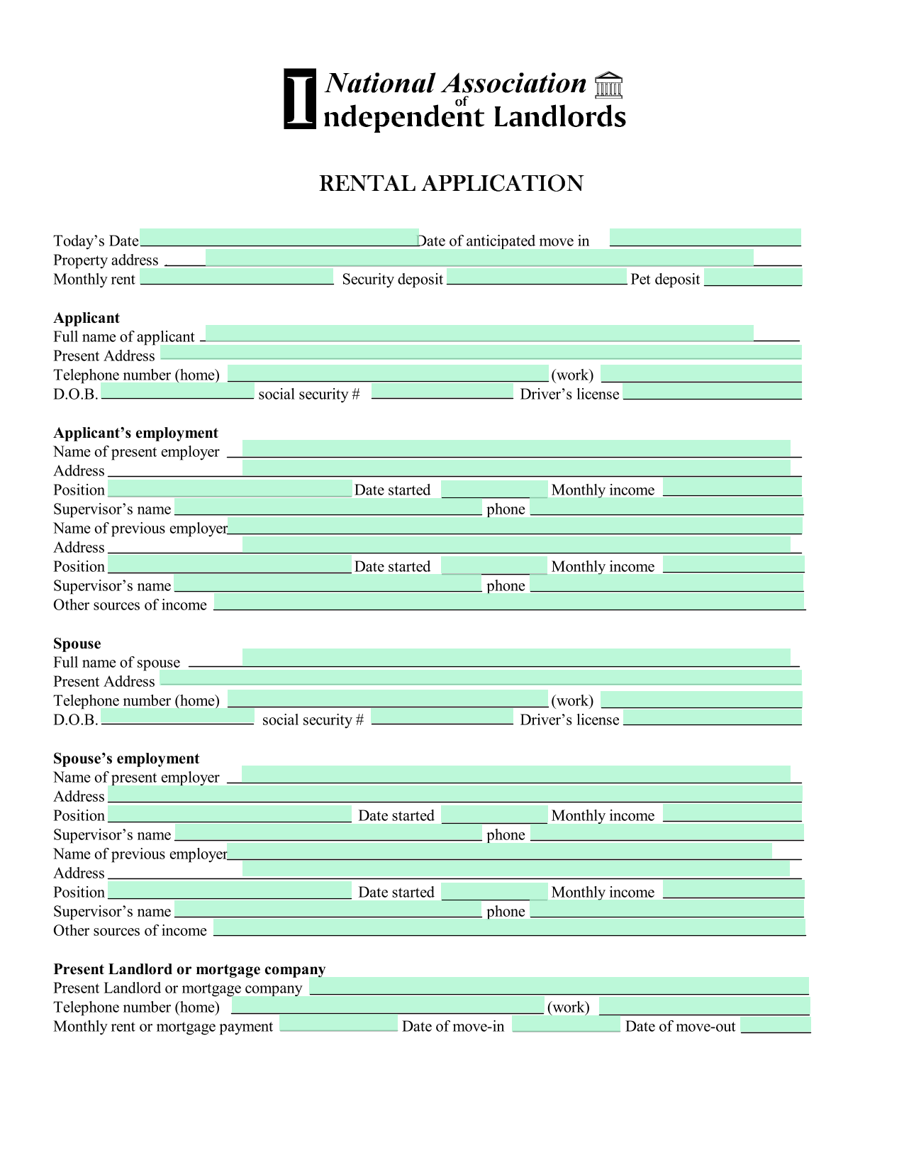RENTAL APPLICATION screenshot