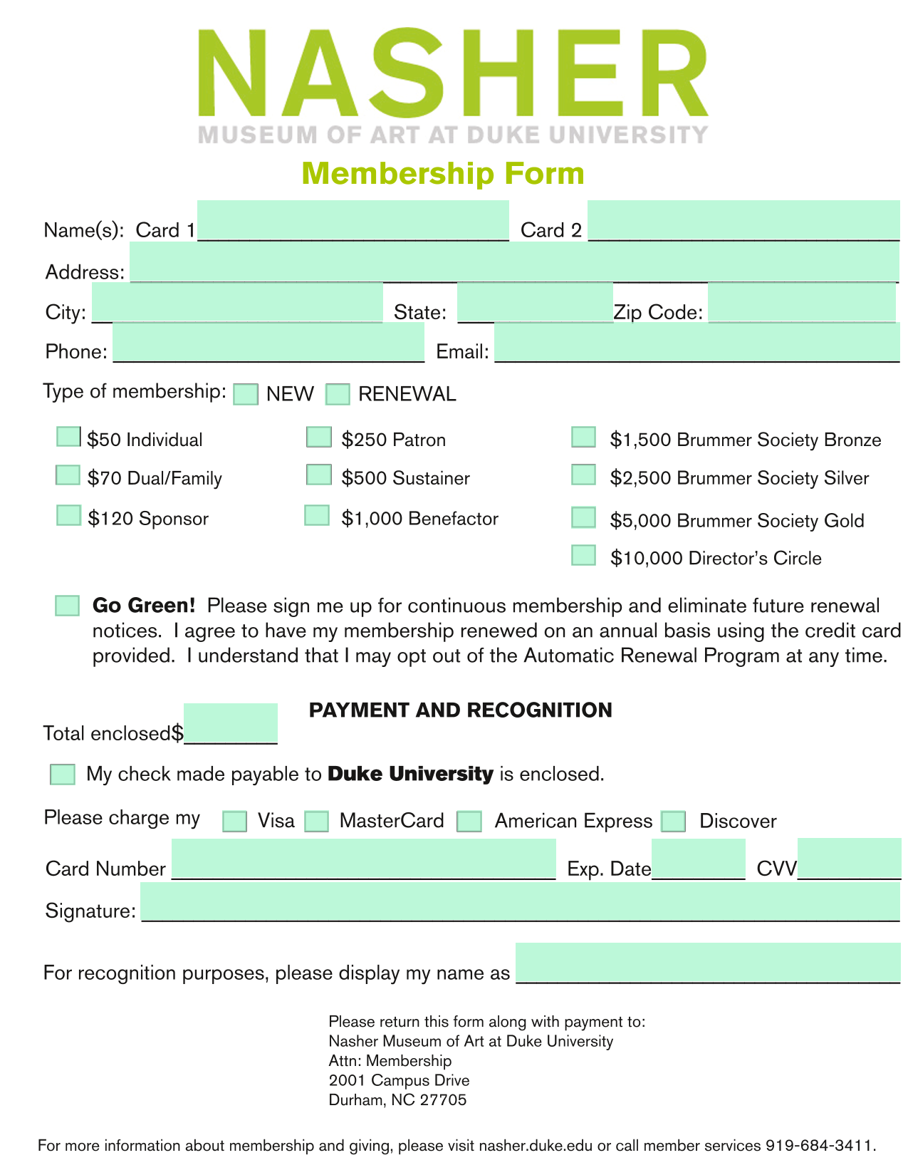 Membership Form screenshot