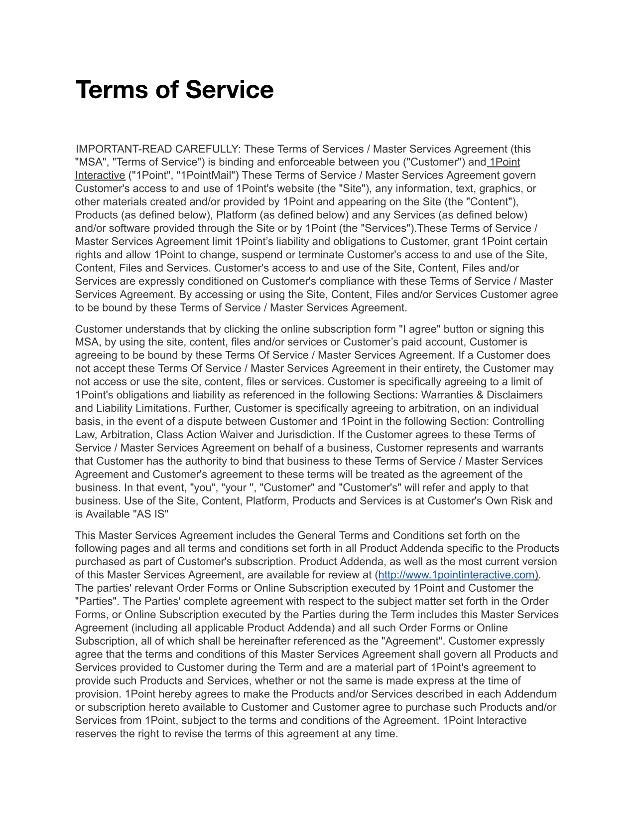 Terms Of Service screenshot
