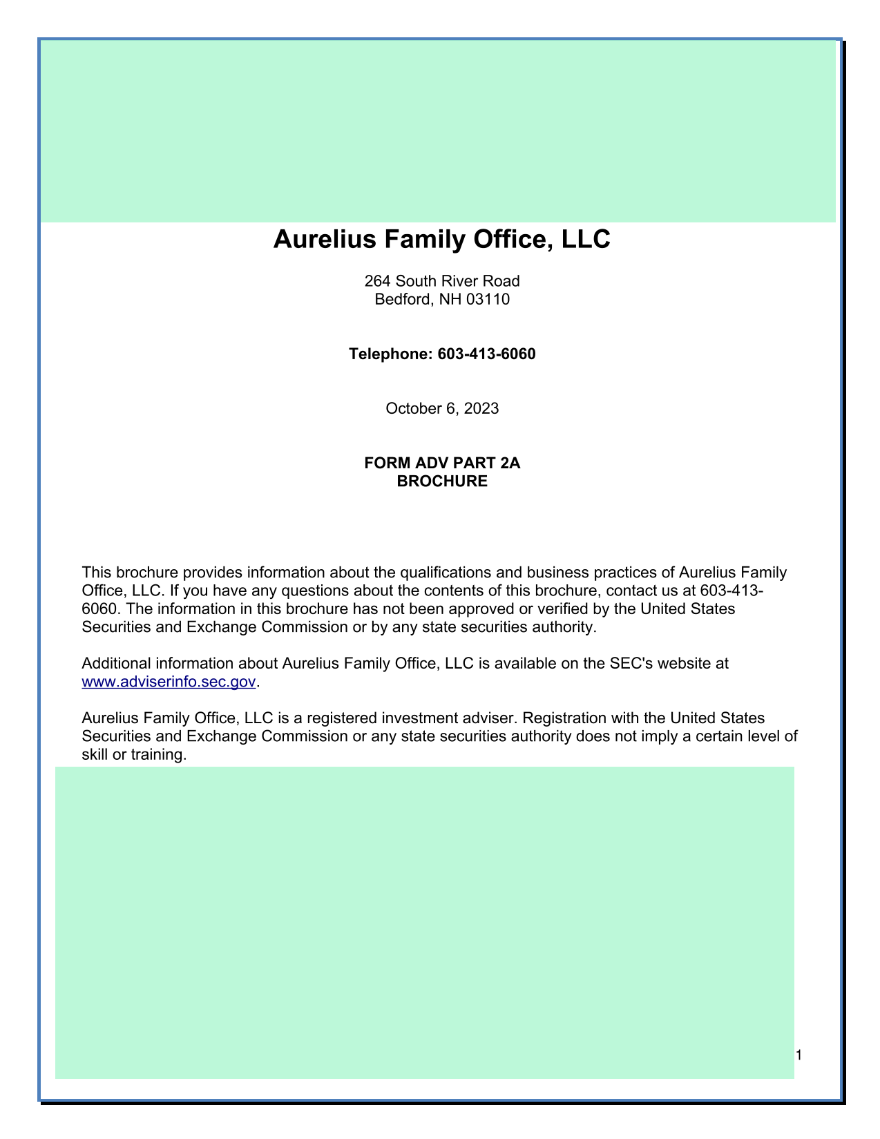 Form ADV Part 2A Brochure screenshot