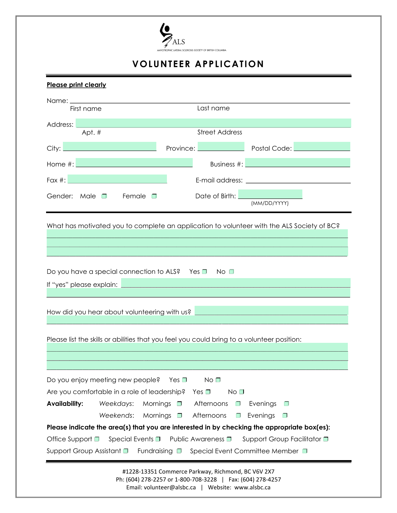 VOLUNTEER APPLICATION screenshot