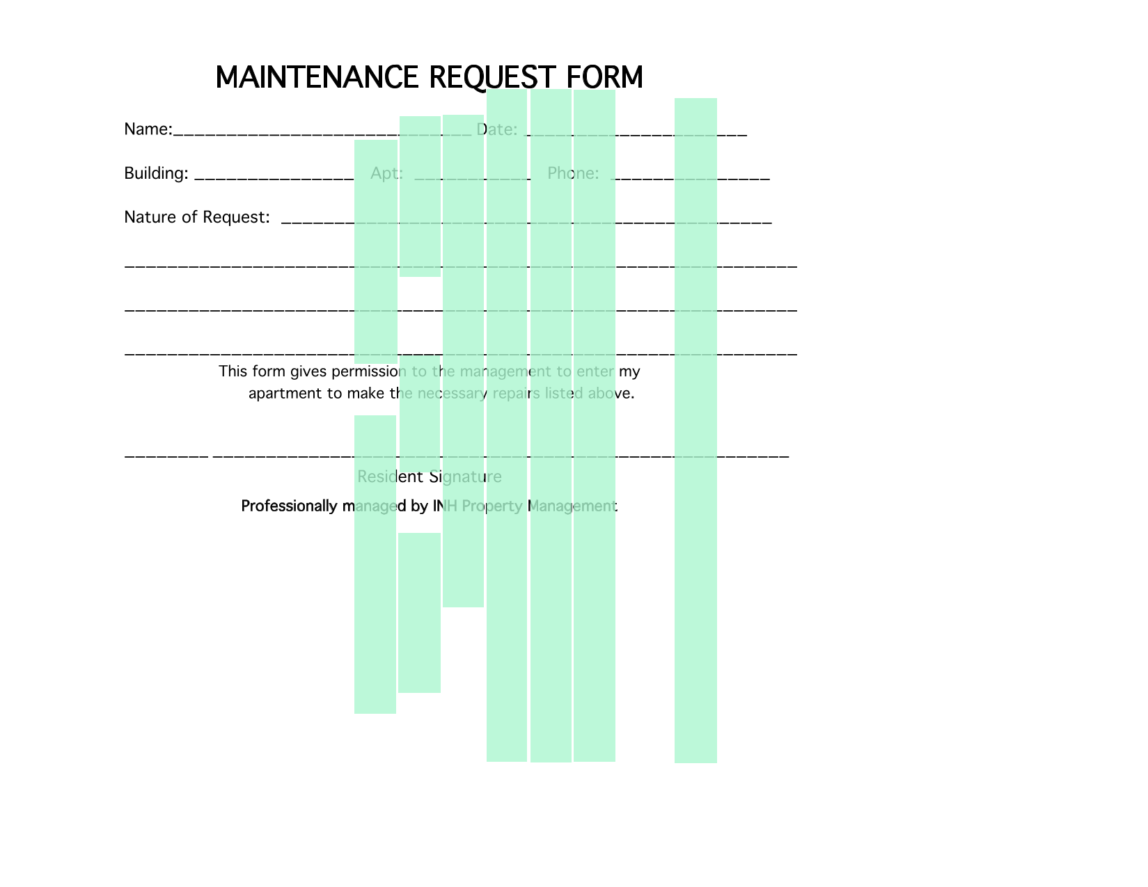 MAINTENANCE REQUEST FORM screenshot