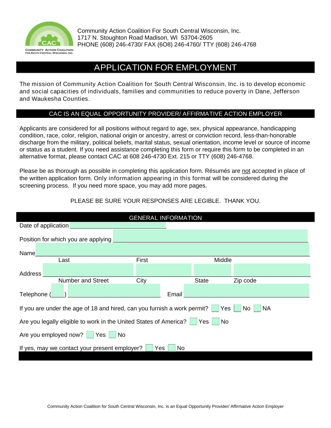 Application For Employment screenshot