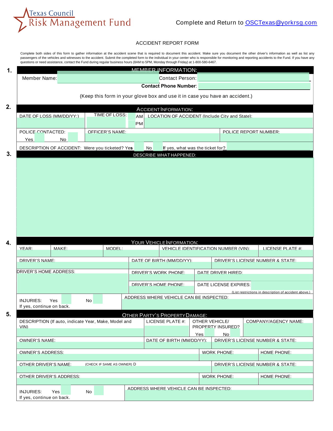 Accident Report Form screenshot