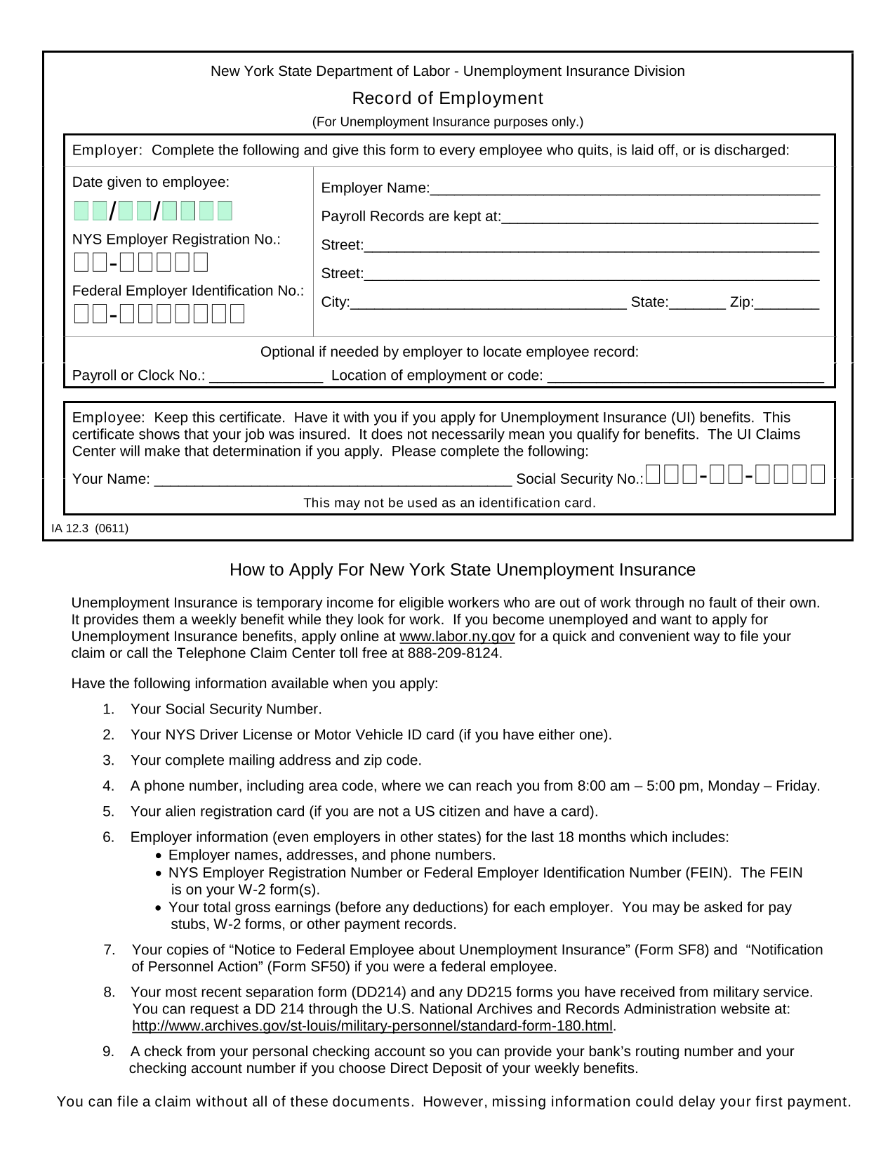 Record Of Employment screenshot