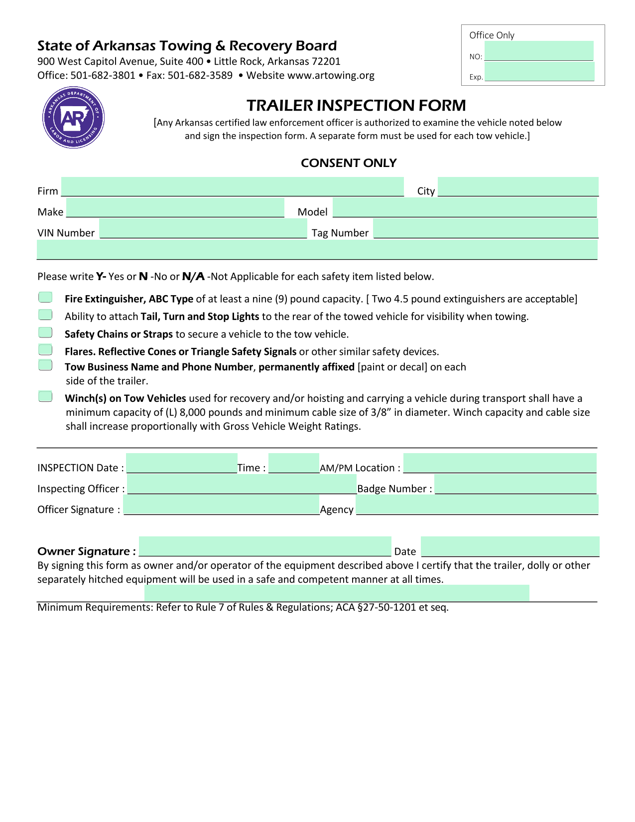 Trailer Inspection Form screenshot