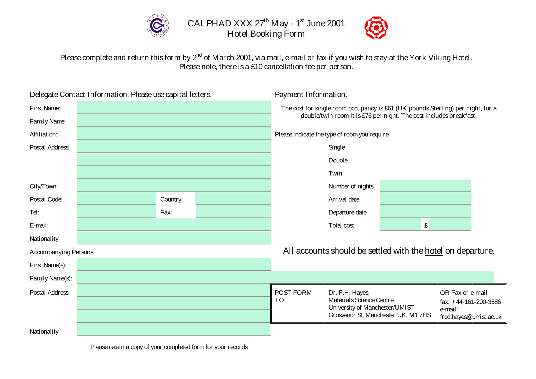 Hotel Booking Form screenshot