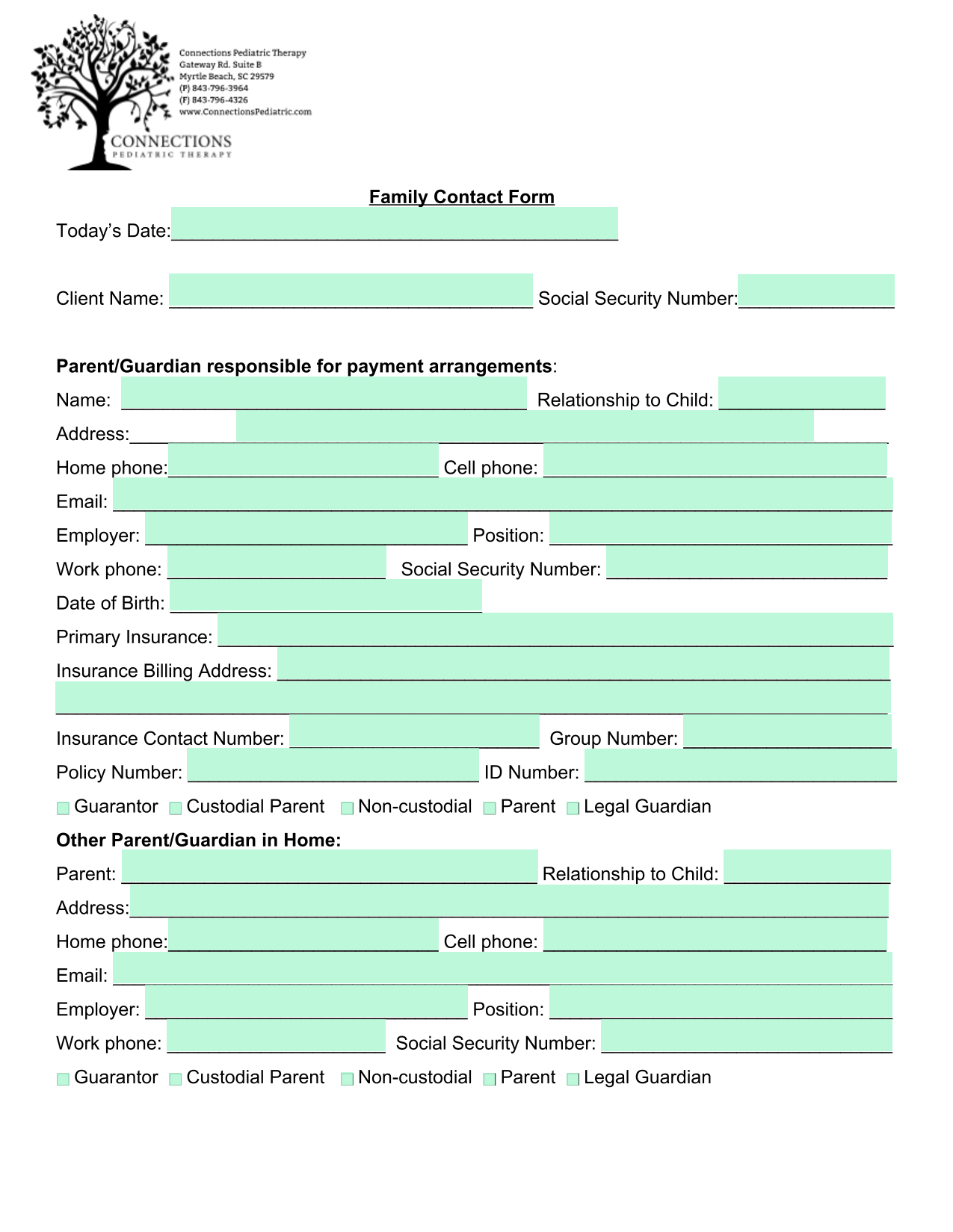 Family Contact Form screenshot