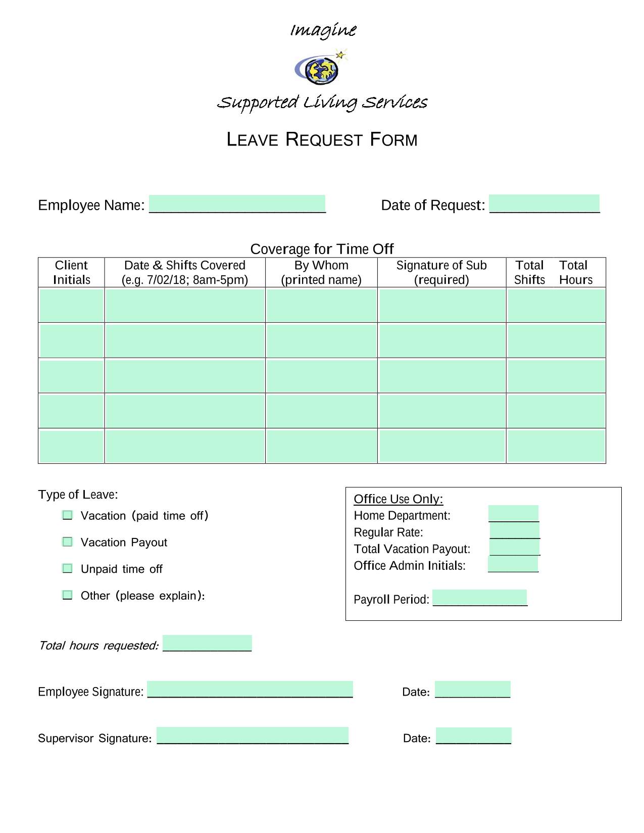 Leave Request Form screenshot