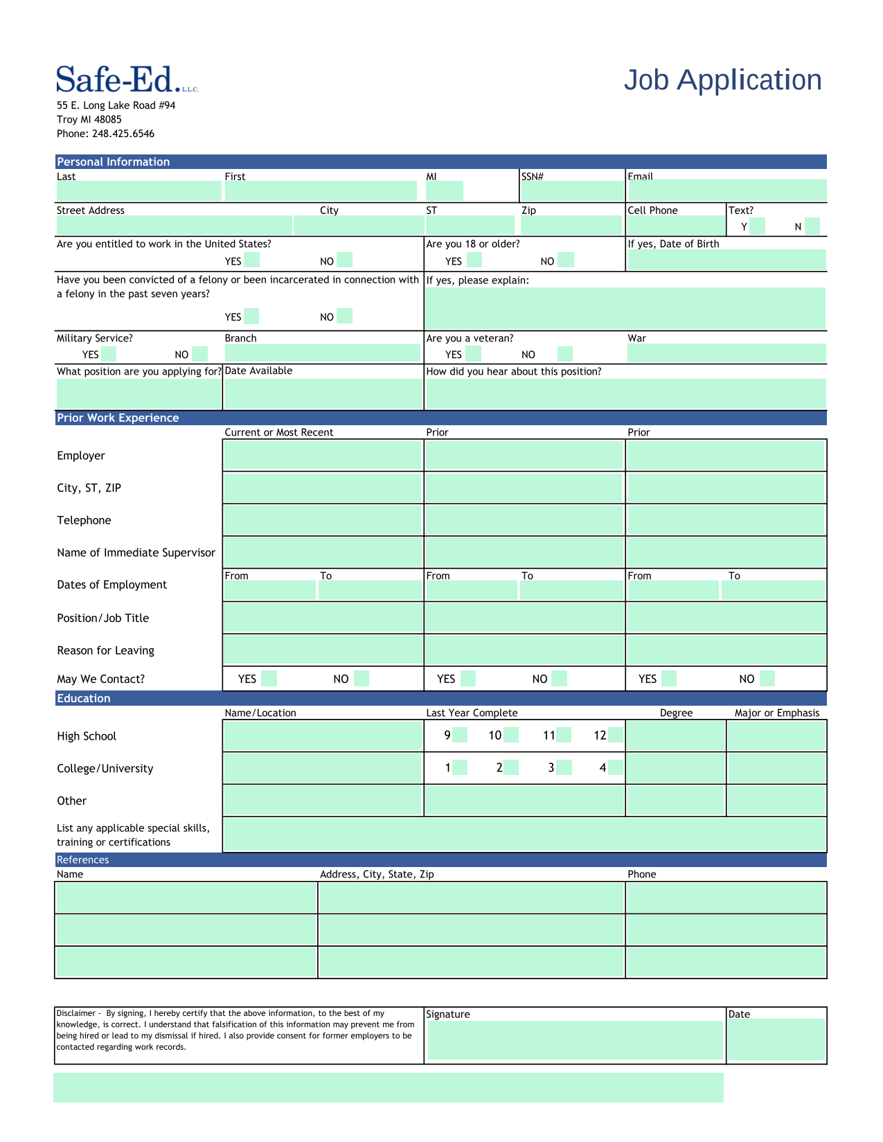 Job Application screenshot