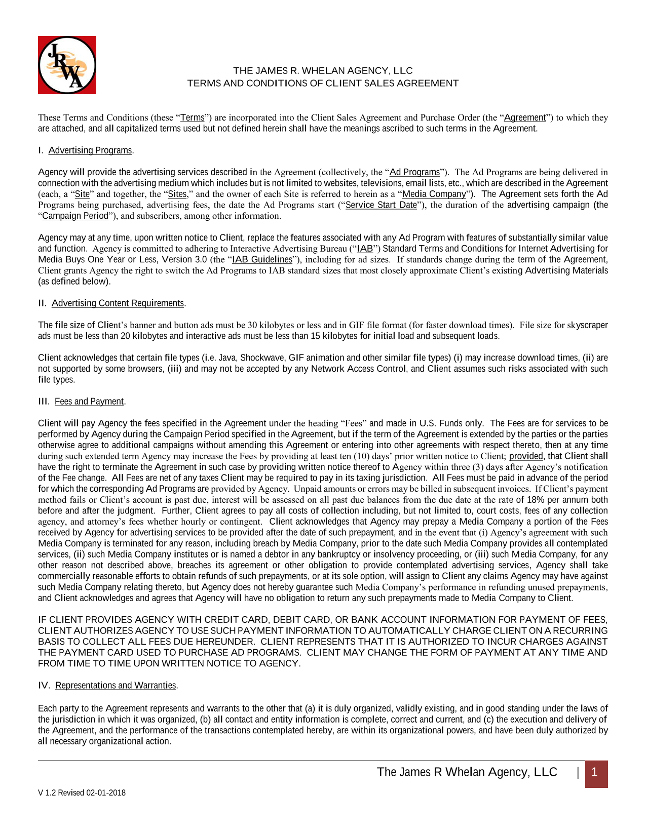 TERMS AND CONDITIONS OF CLIENT SALES AGREEMENT screenshot