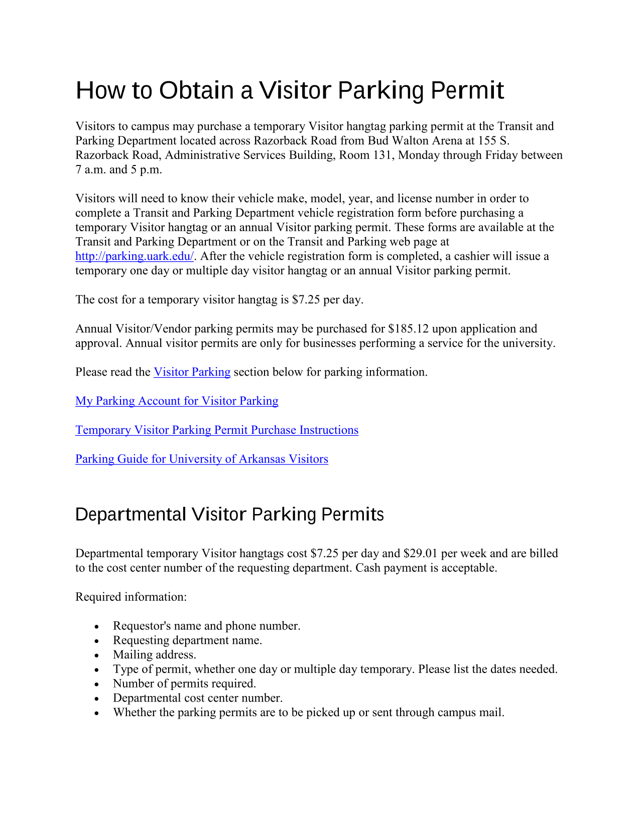Visitor Parking Permit Instructions screenshot