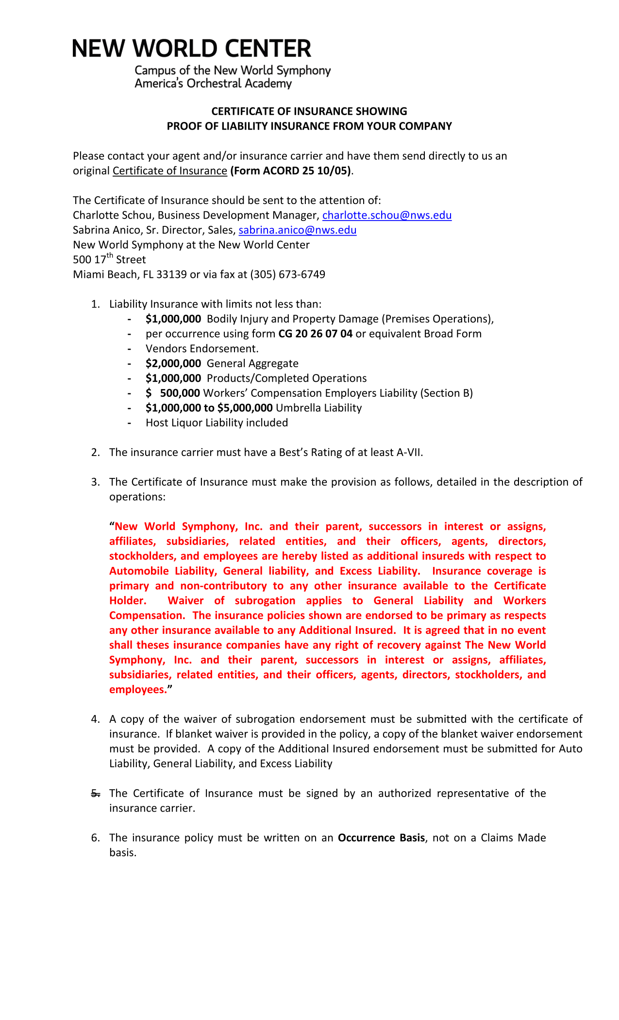 Certificate Of Insurance screenshot