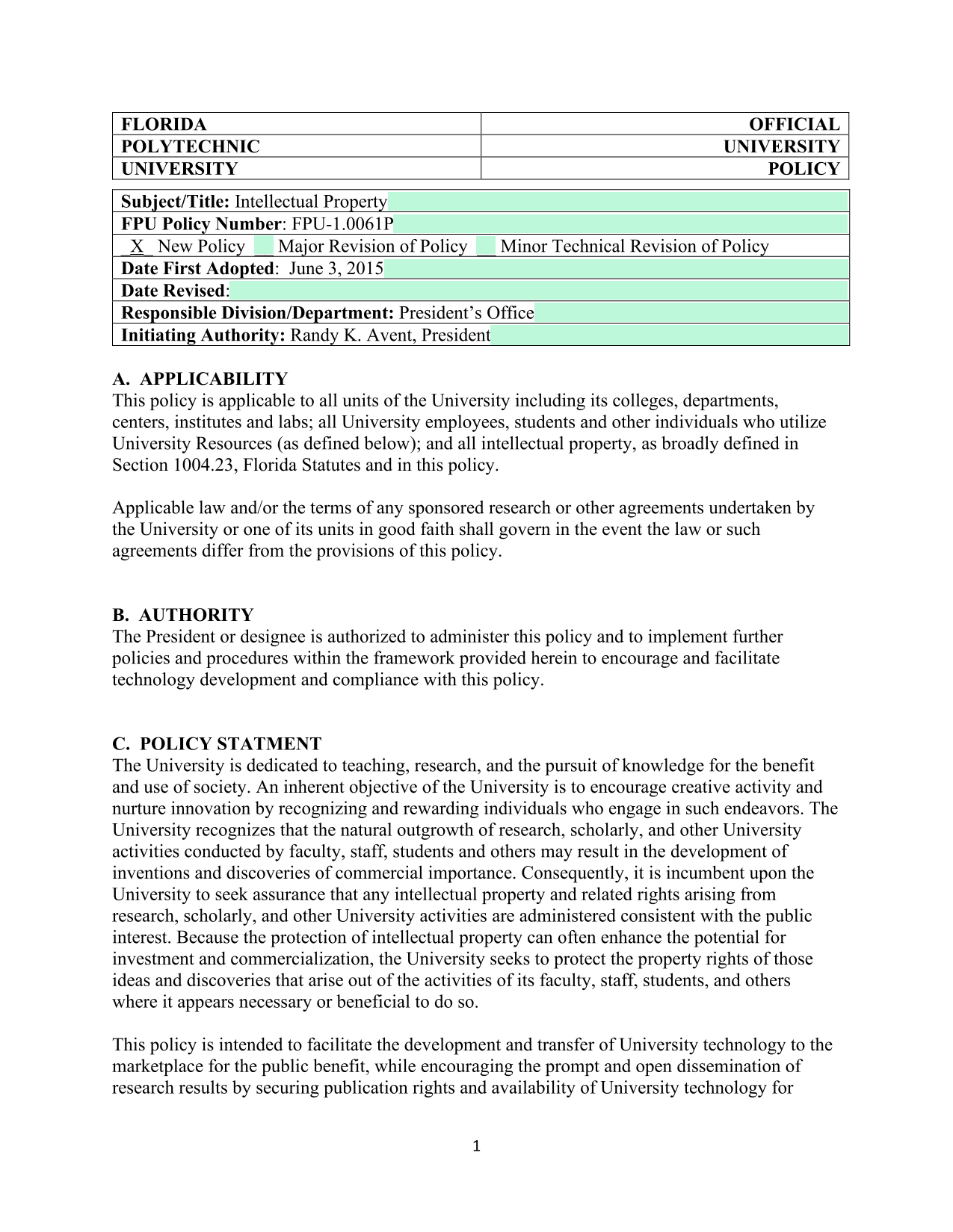 Intellectual Property Policy screenshot