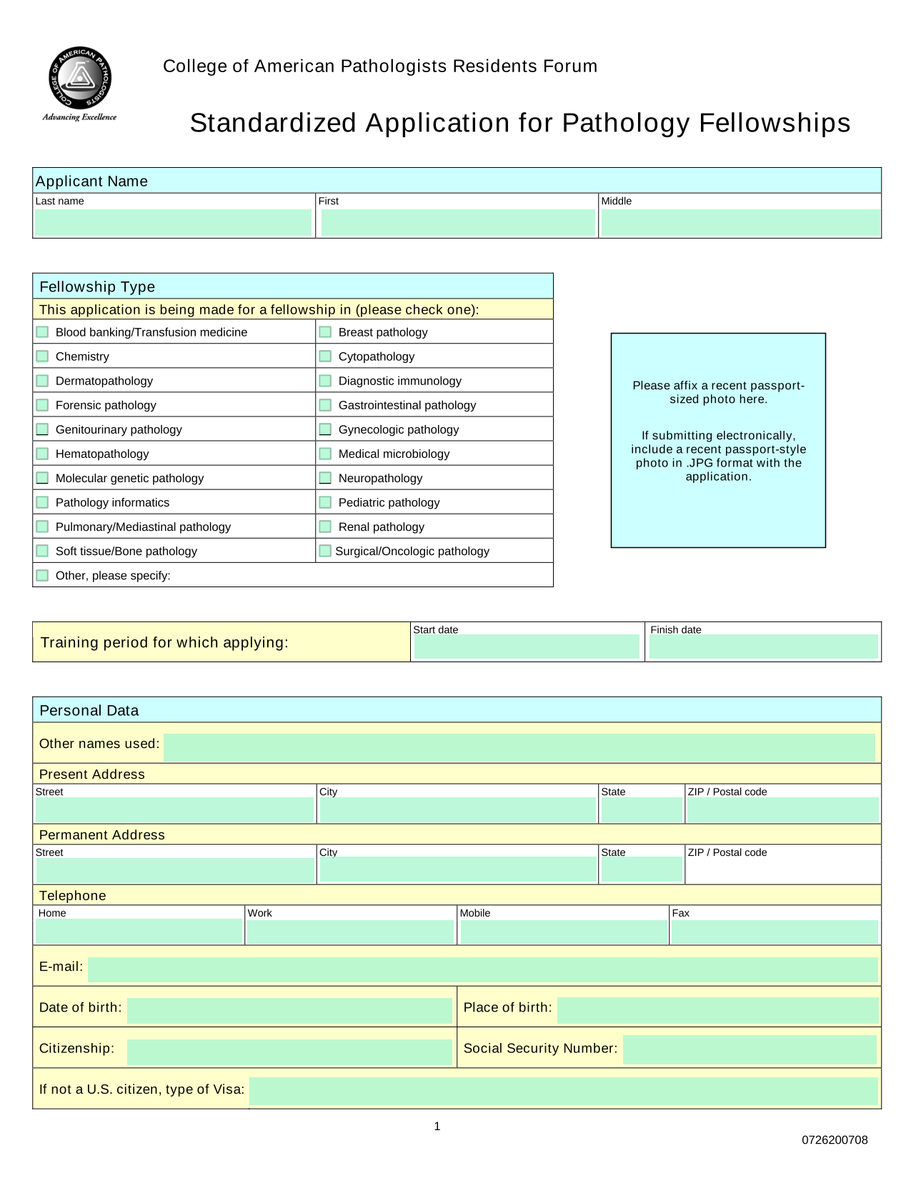 Standardized Application For Pathology Fellowships screenshot