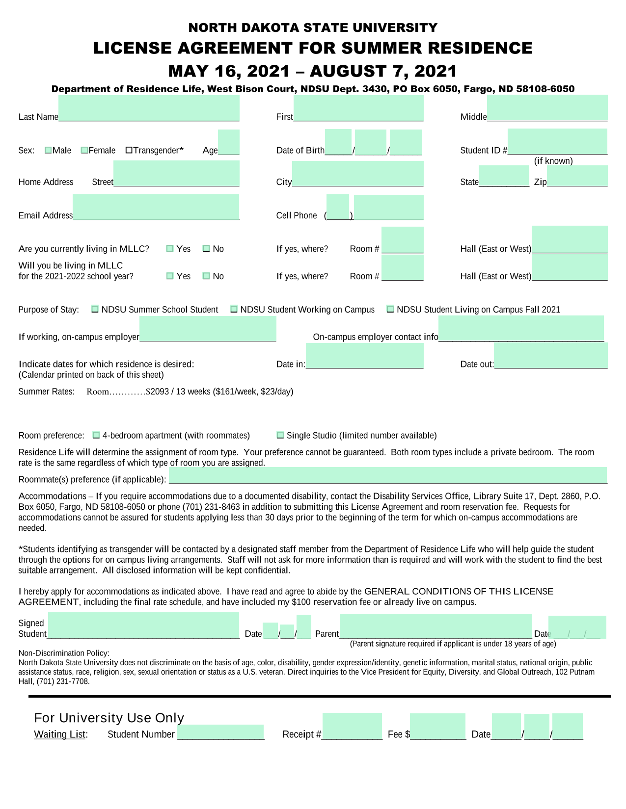 License Agreement For Summer Residence screenshot