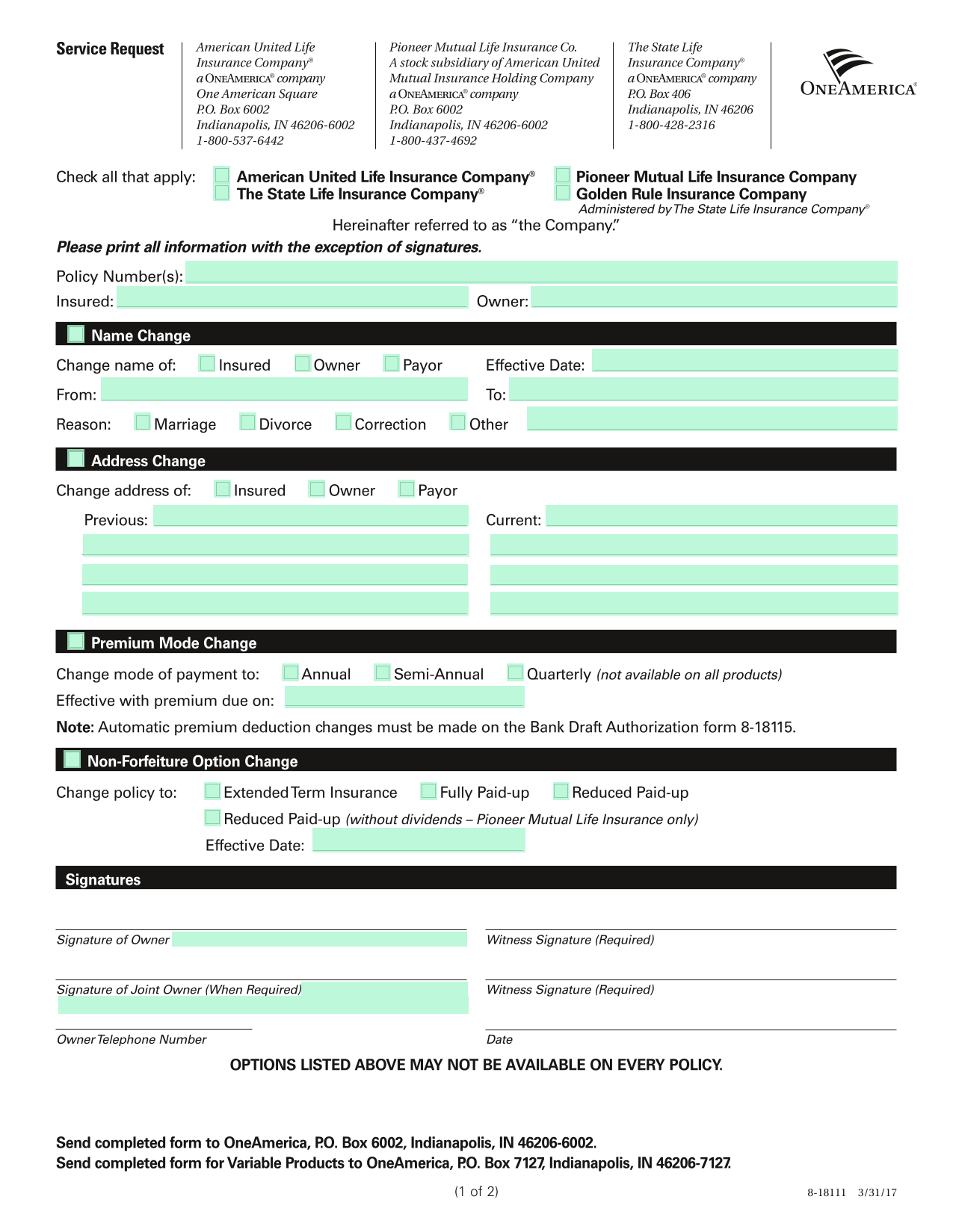 Service Request screenshot