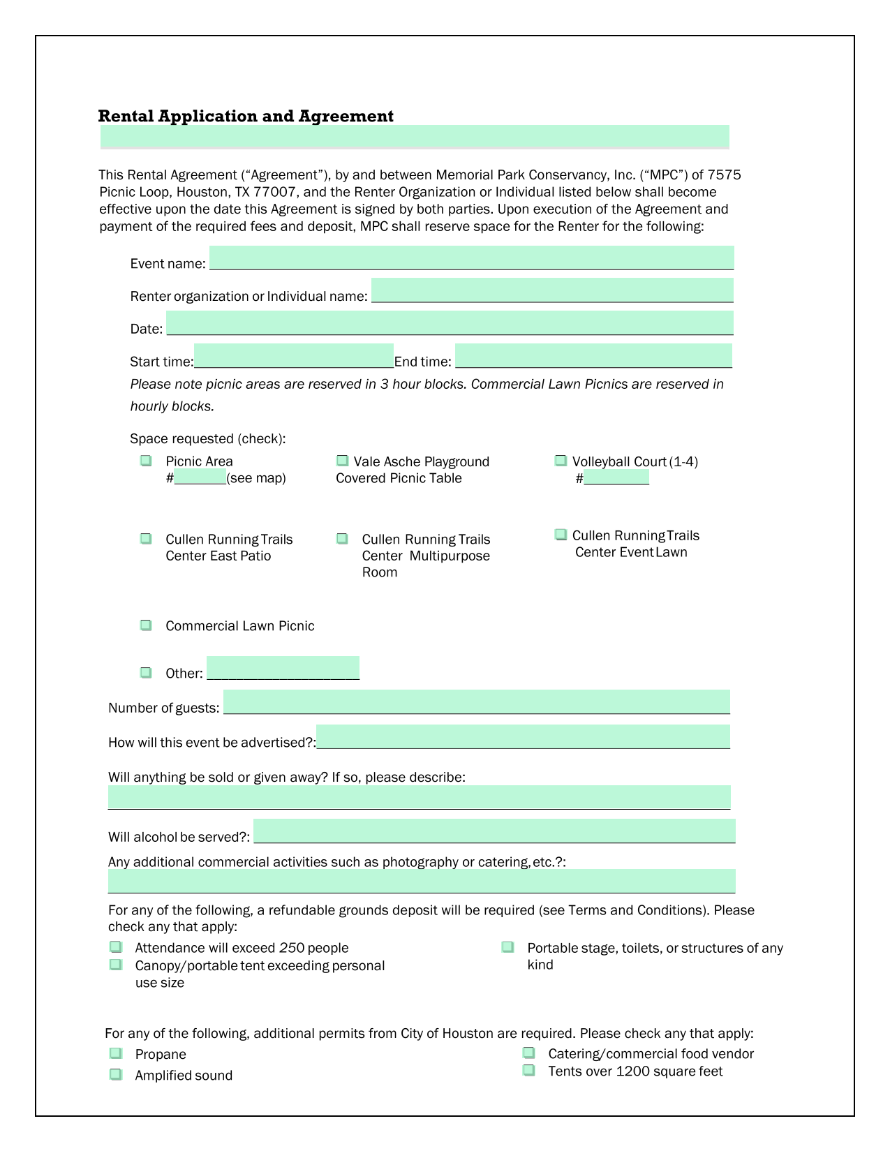 Rental Application And Agreement screenshot
