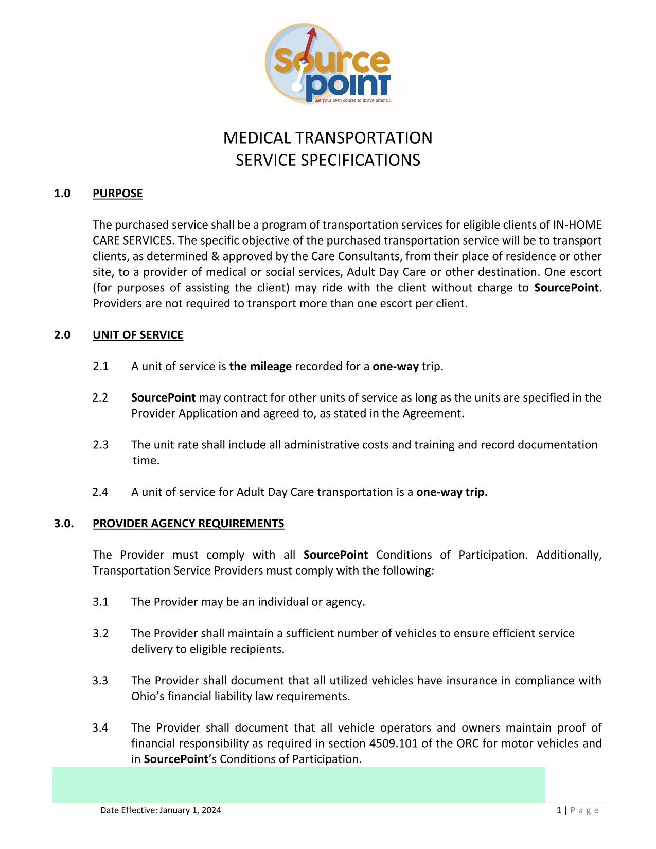 MEDICAL TRANSPORTATION SERVICE SPECIFICATIONS screenshot
