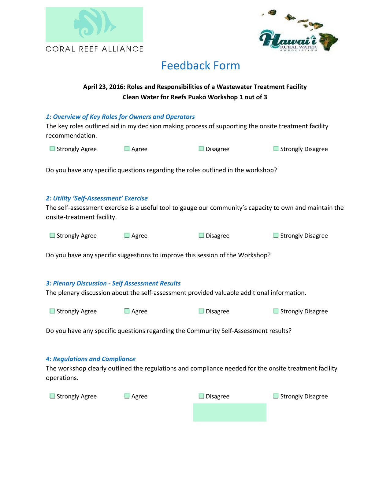 Feedback Form screenshot