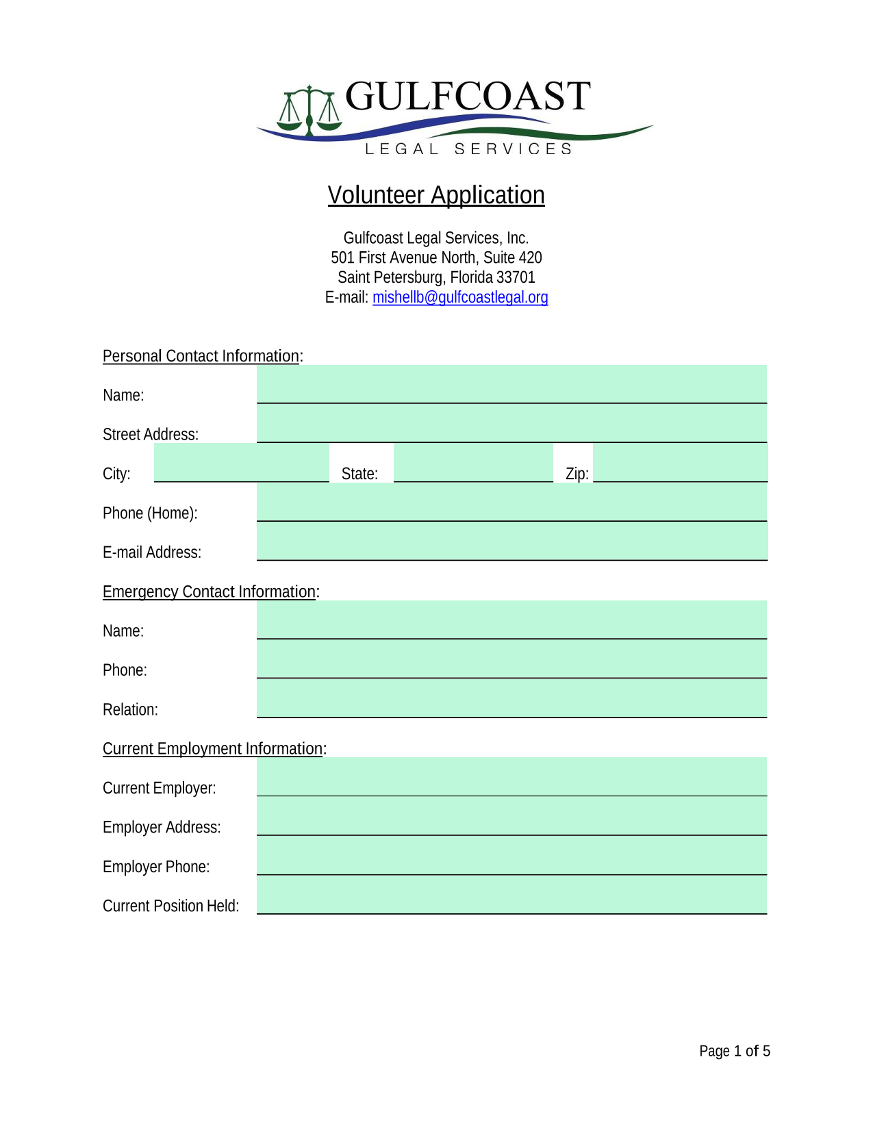 Volunteer Application screenshot