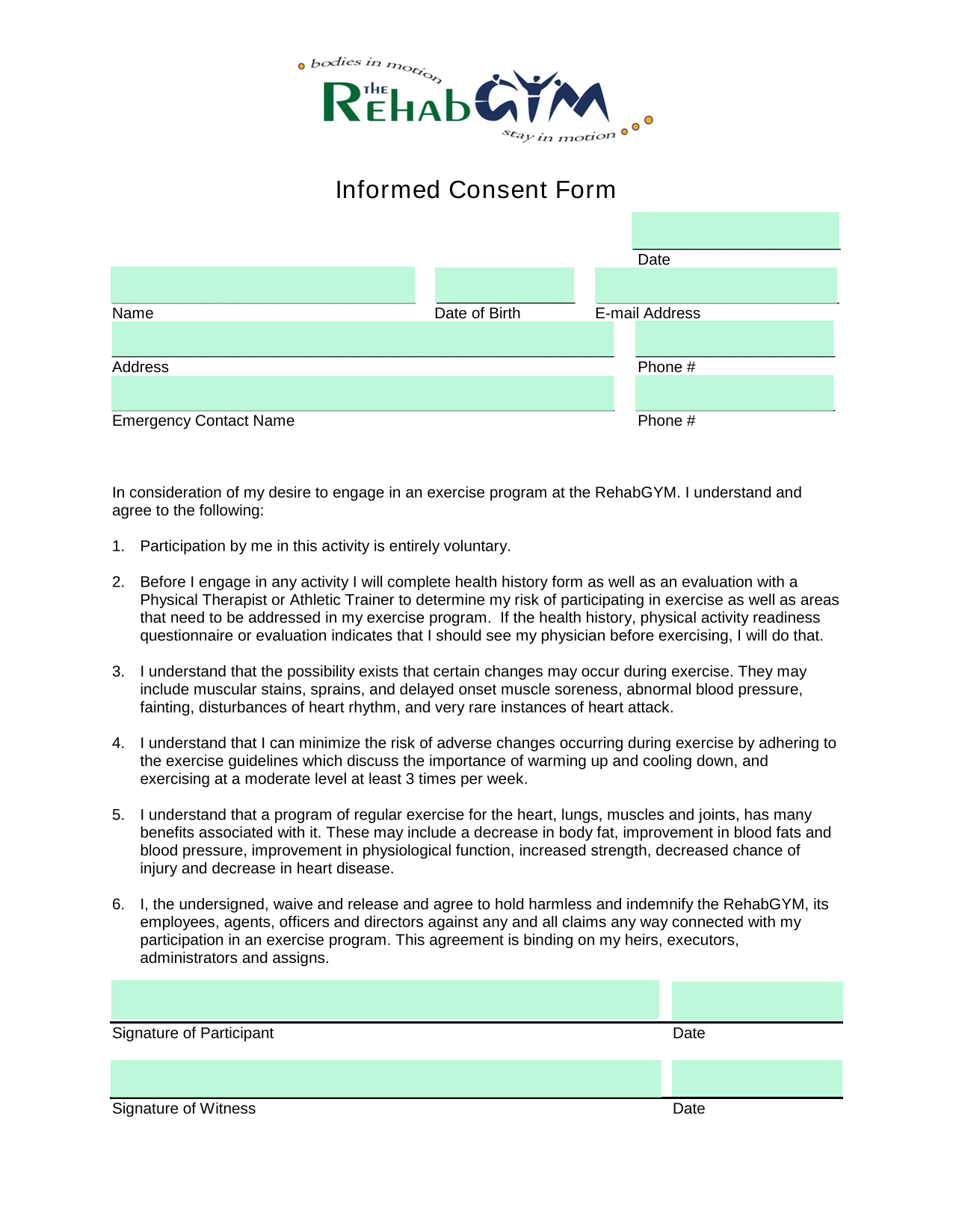 Informed Consent Form screenshot