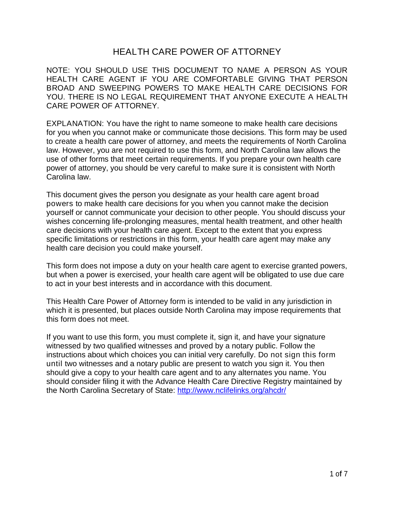 Health Care Power Of Attorney screenshot
