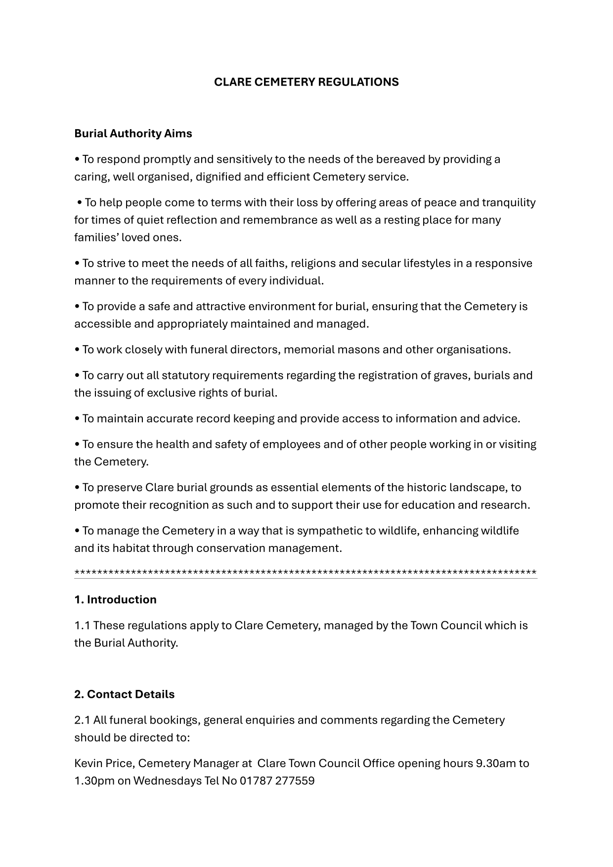 Clare Cemetery Regulations screenshot