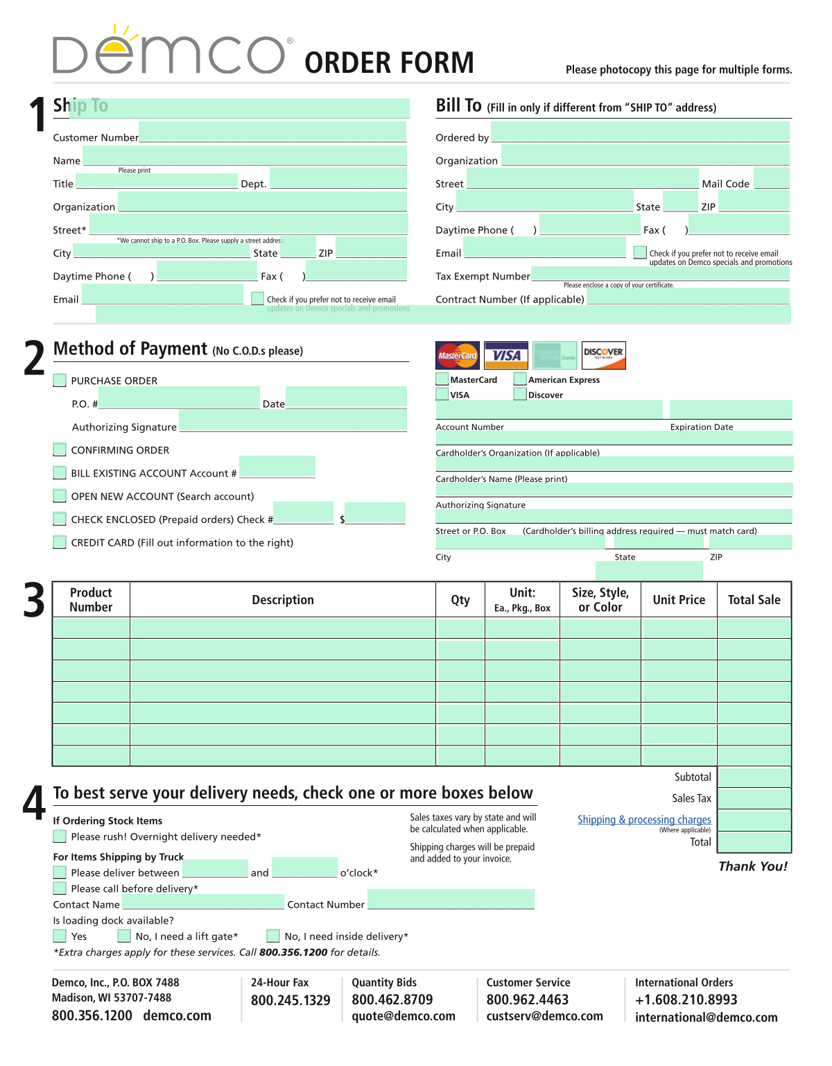 ORDER FORM screenshot