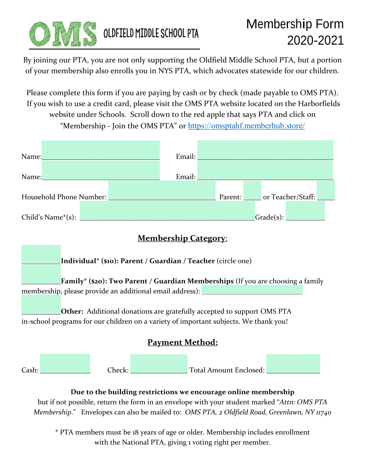 Membership Form screenshot