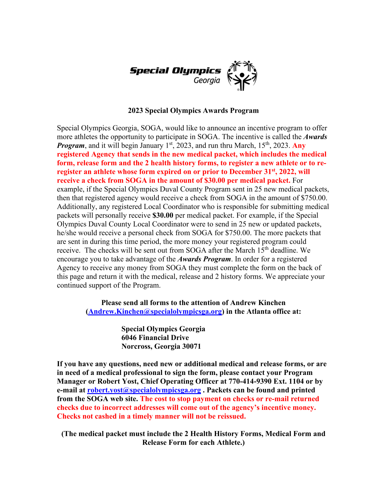 2023 Special Olympics Awards Program screenshot