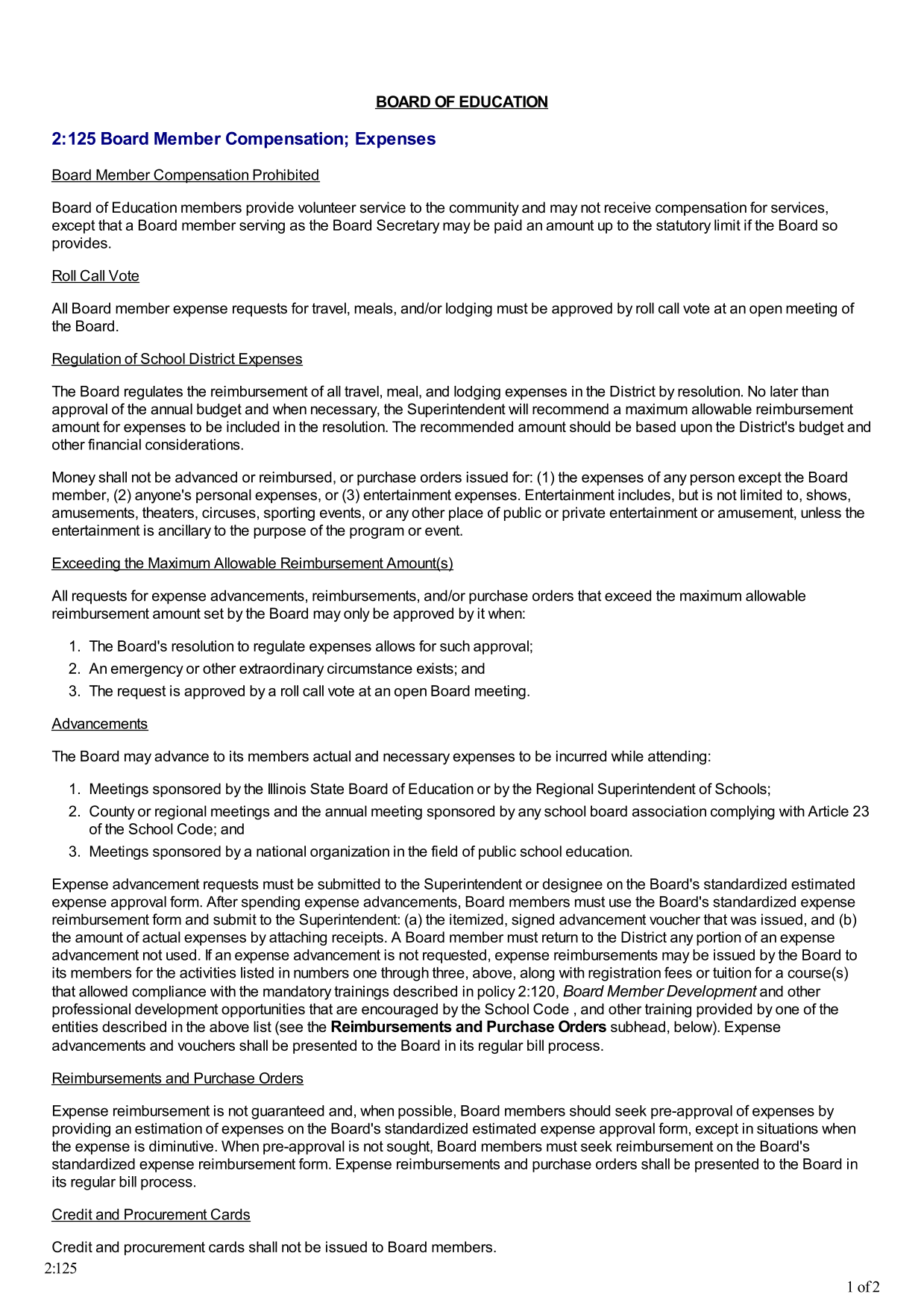 2125 Board Member Compensation Expenses screenshot