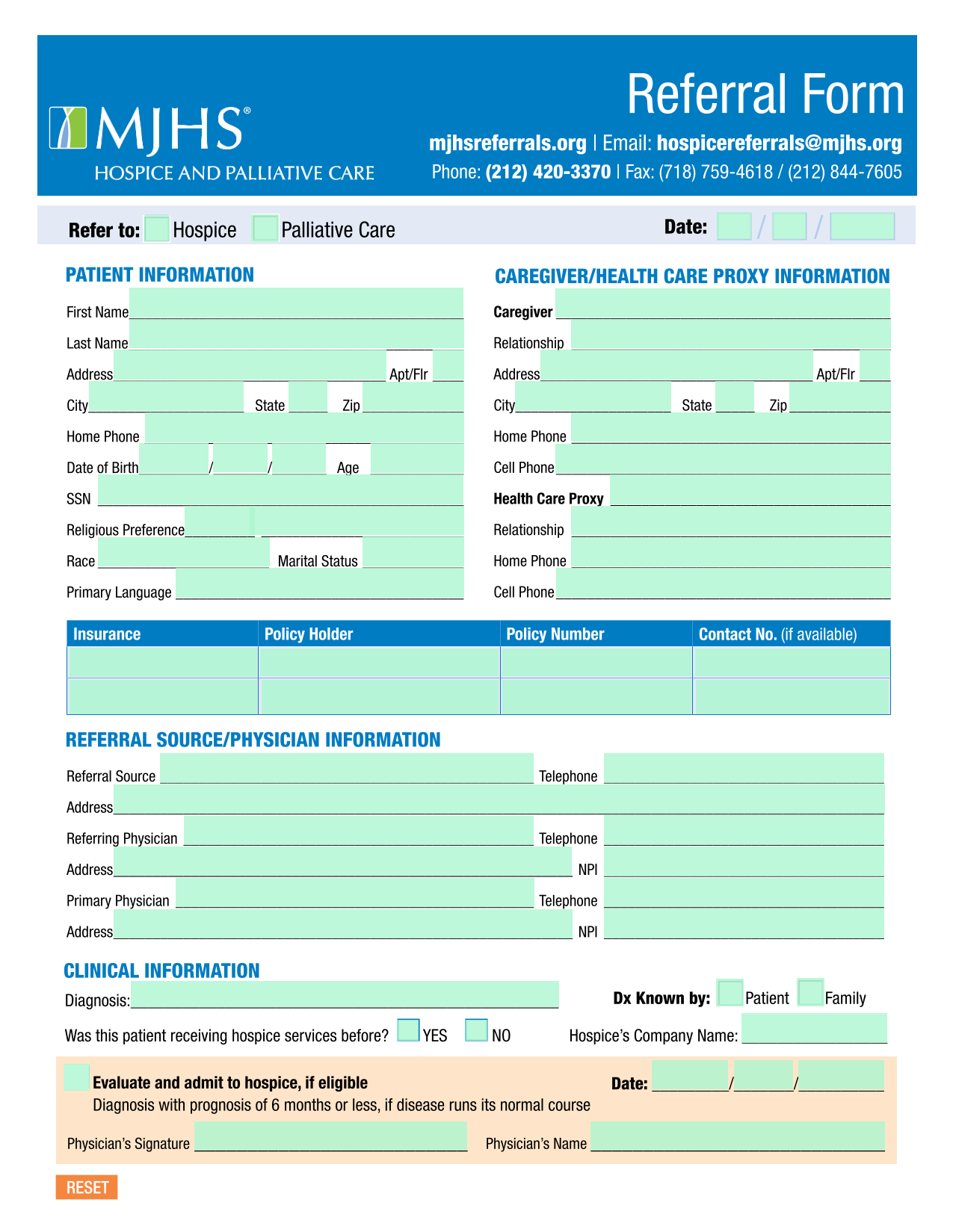 Referral Form screenshot