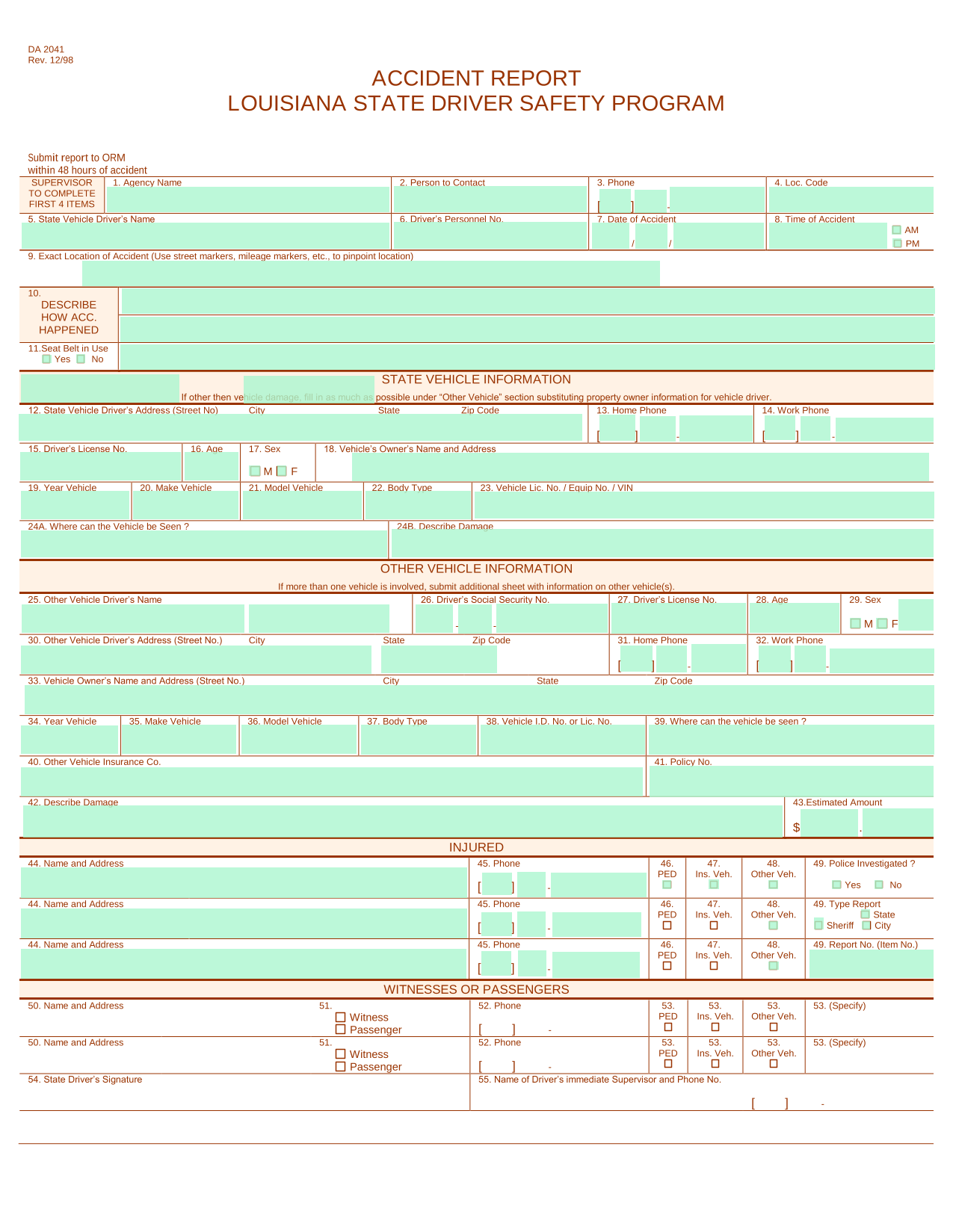 ACCIDENT REPORT screenshot