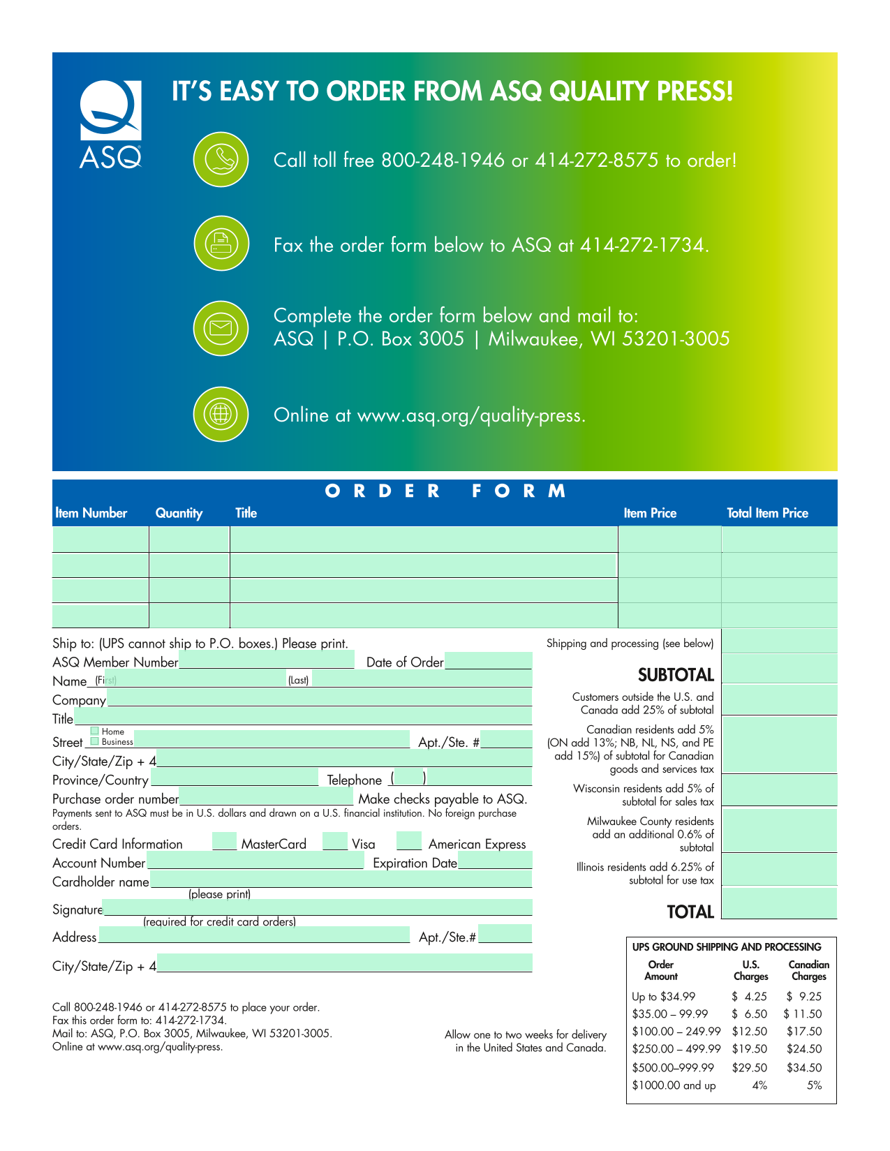 Order Form screenshot